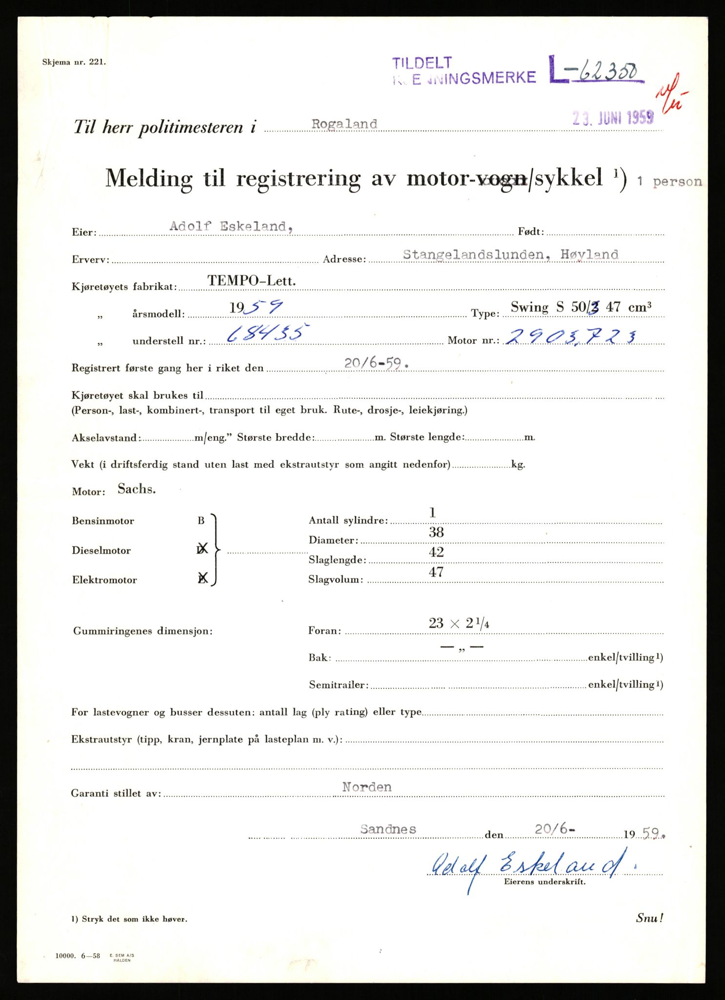 Stavanger trafikkstasjon, SAST/A-101942/0/F/L0062: L-62000 - L-62699, 1930-1971, p. 1191