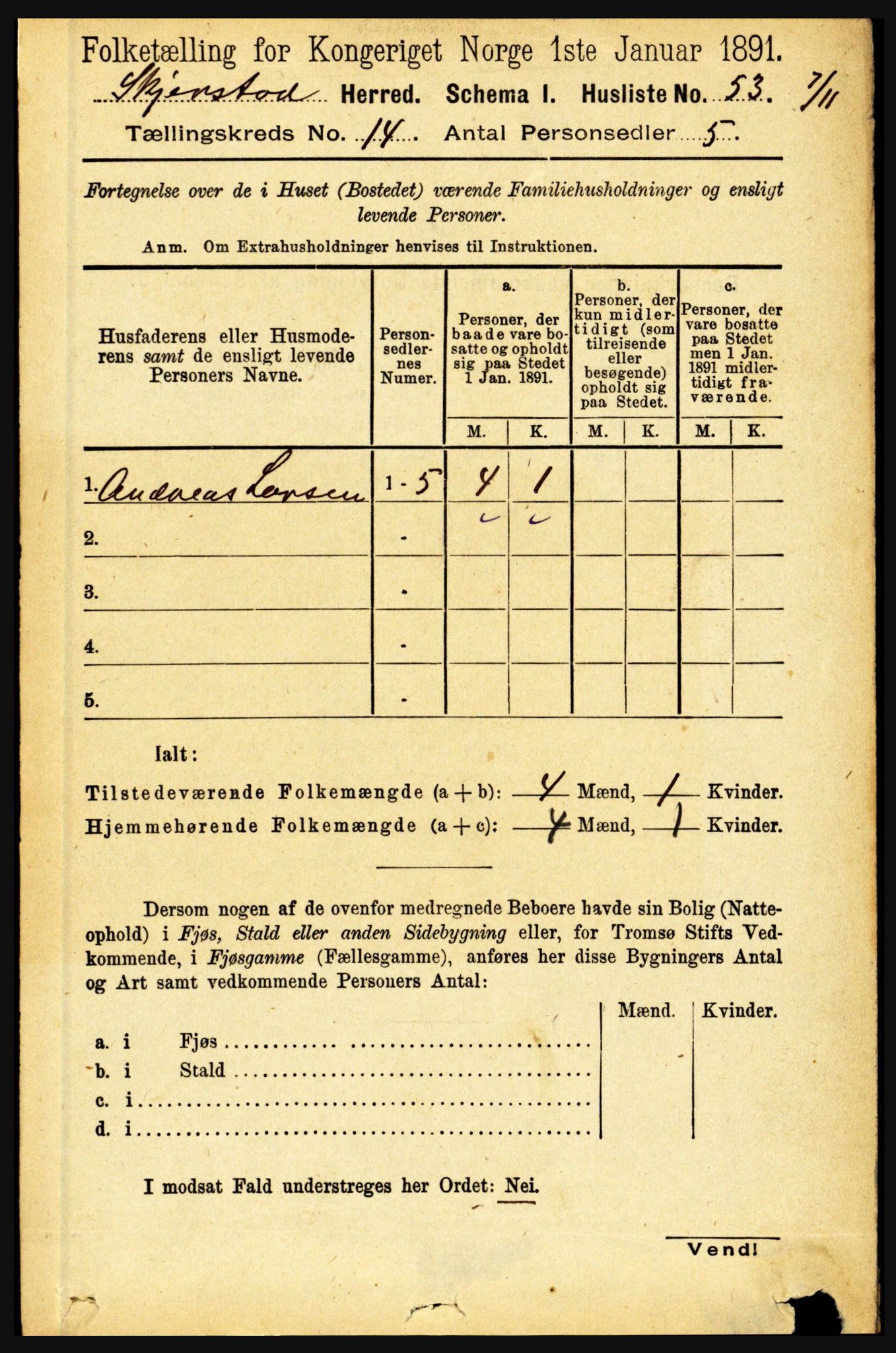 RA, 1891 census for 1842 Skjerstad, 1891, p. 5012