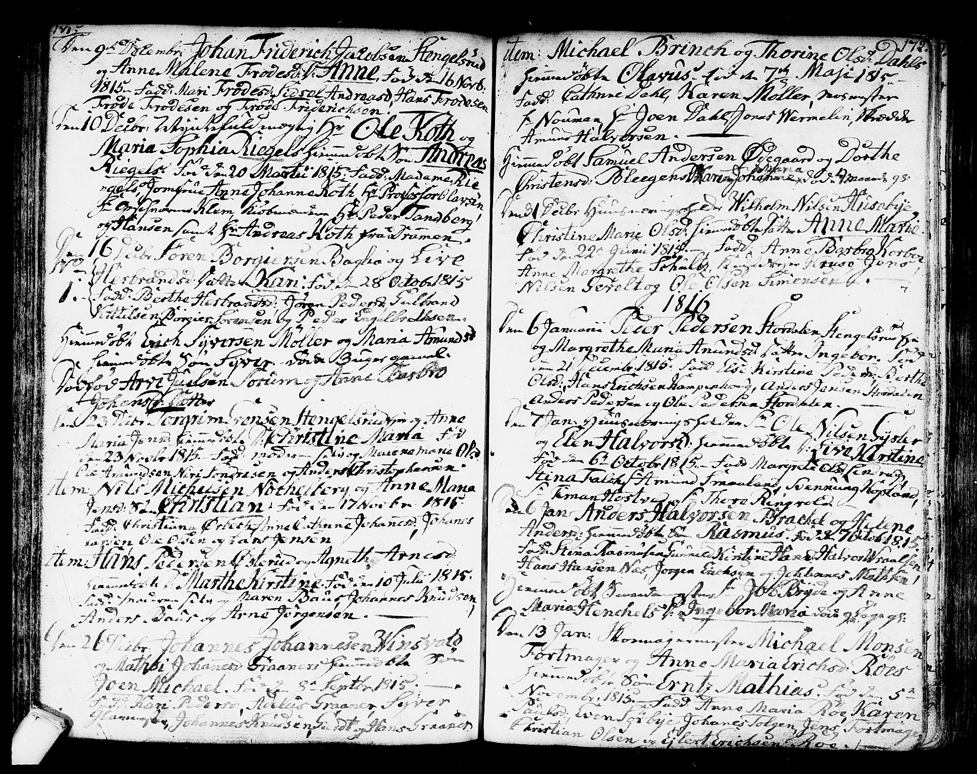 Kongsberg kirkebøker, AV/SAKO-A-22/F/Fa/L0007: Parish register (official) no. I 7, 1795-1816, p. 172