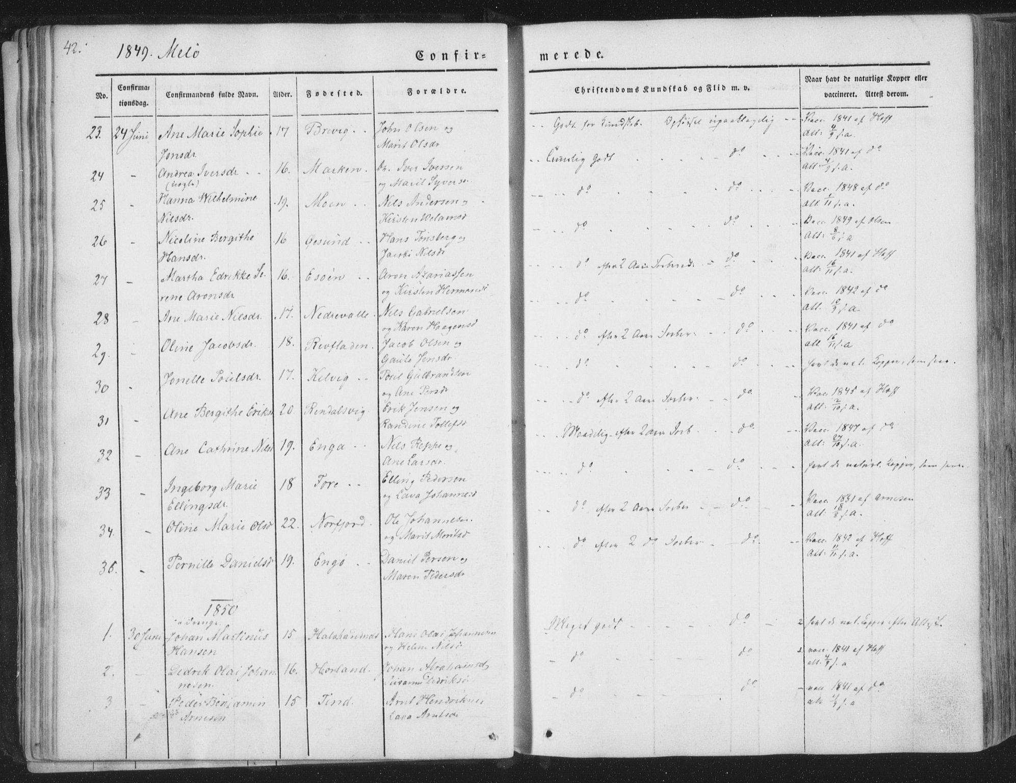 Ministerialprotokoller, klokkerbøker og fødselsregistre - Nordland, SAT/A-1459/841/L0604: Parish register (official) no. 841A09 /2, 1845-1862, p. 42