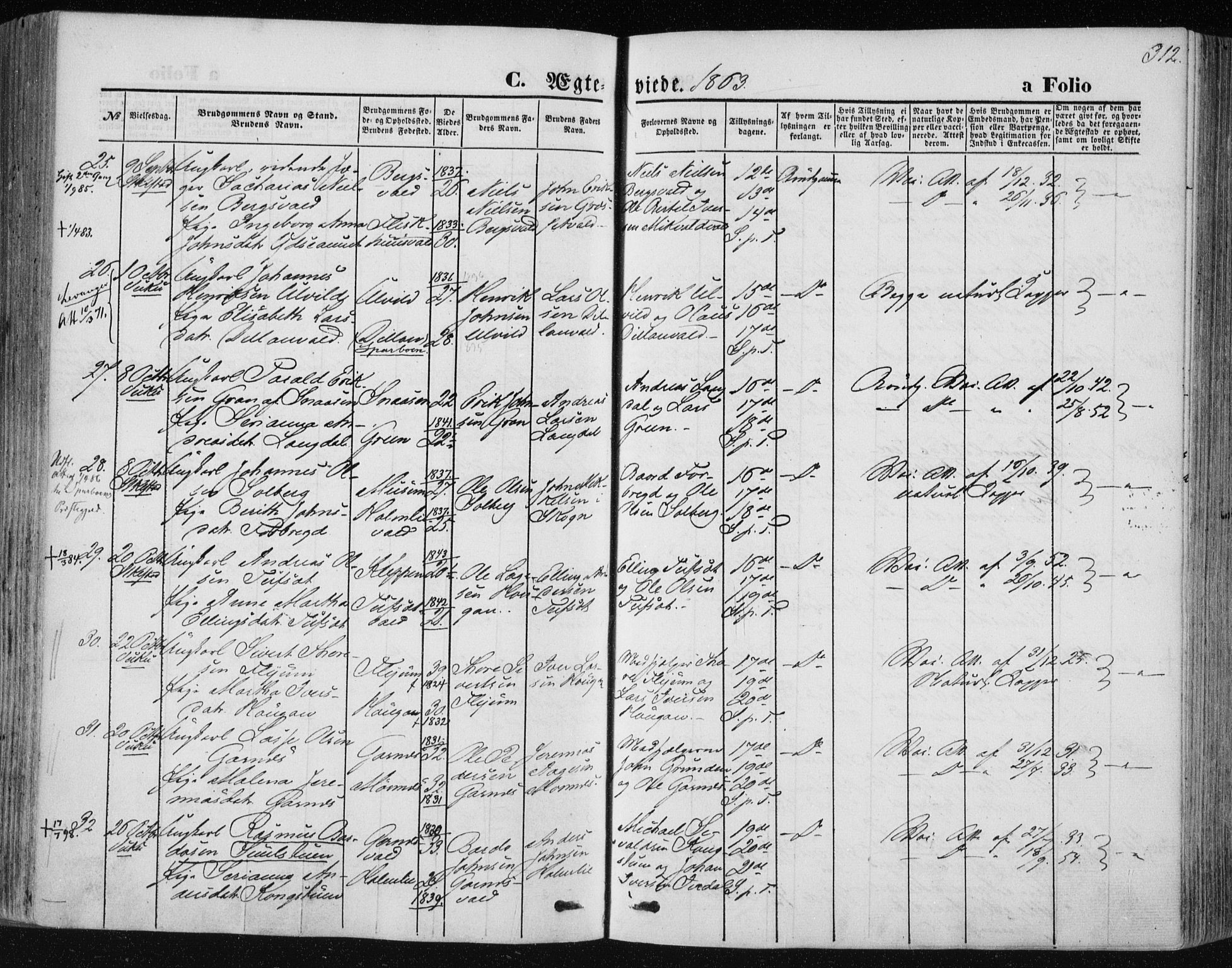 Ministerialprotokoller, klokkerbøker og fødselsregistre - Nord-Trøndelag, AV/SAT-A-1458/723/L0241: Parish register (official) no. 723A10, 1860-1869, p. 312