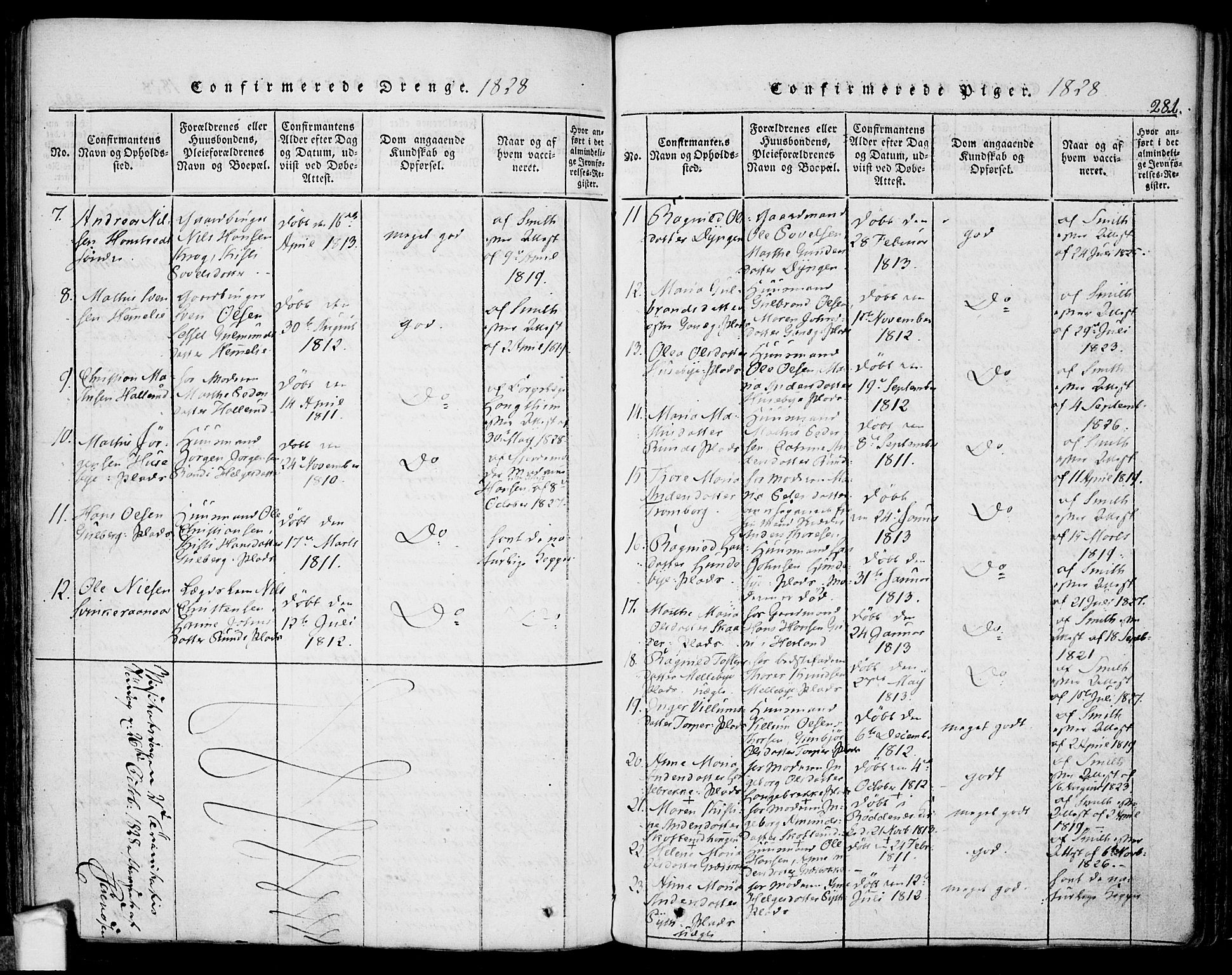 Eidsberg prestekontor Kirkebøker, AV/SAO-A-10905/F/Fa/L0007: Parish register (official) no. I 7, 1814-1832, p. 281