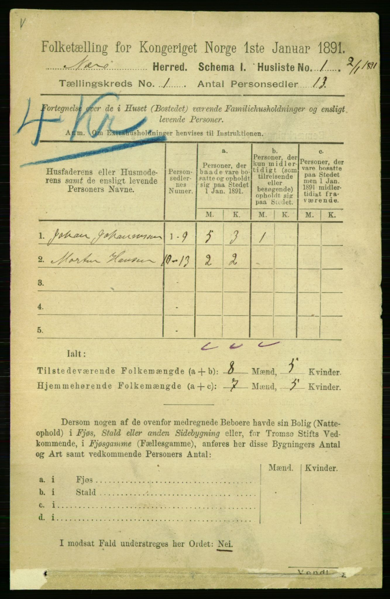 RA, 1891 census for 1751 Nærøy, 1891, p. 14