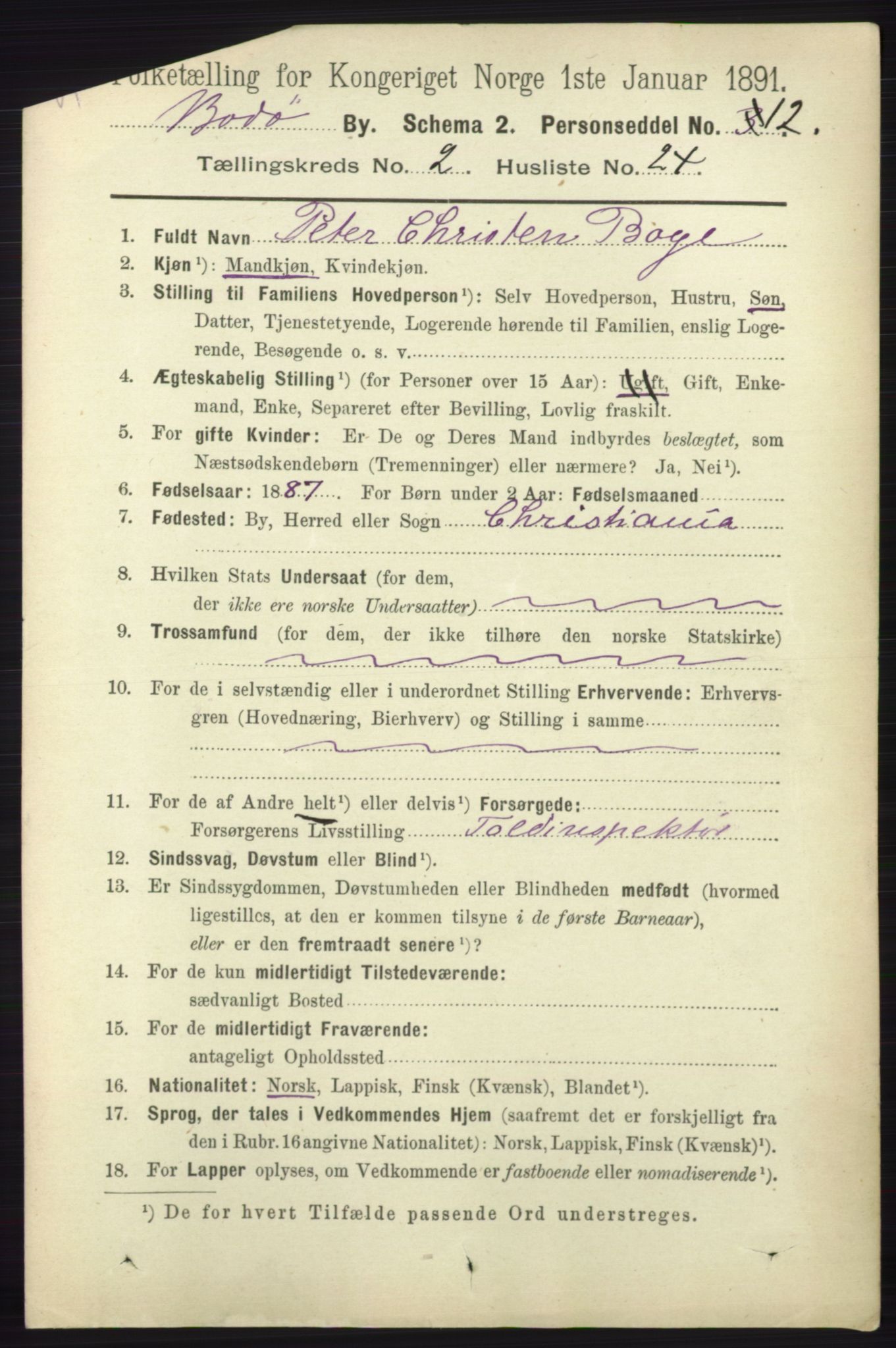 RA, 1891 census for 1804 Bodø, 1891, p. 1337