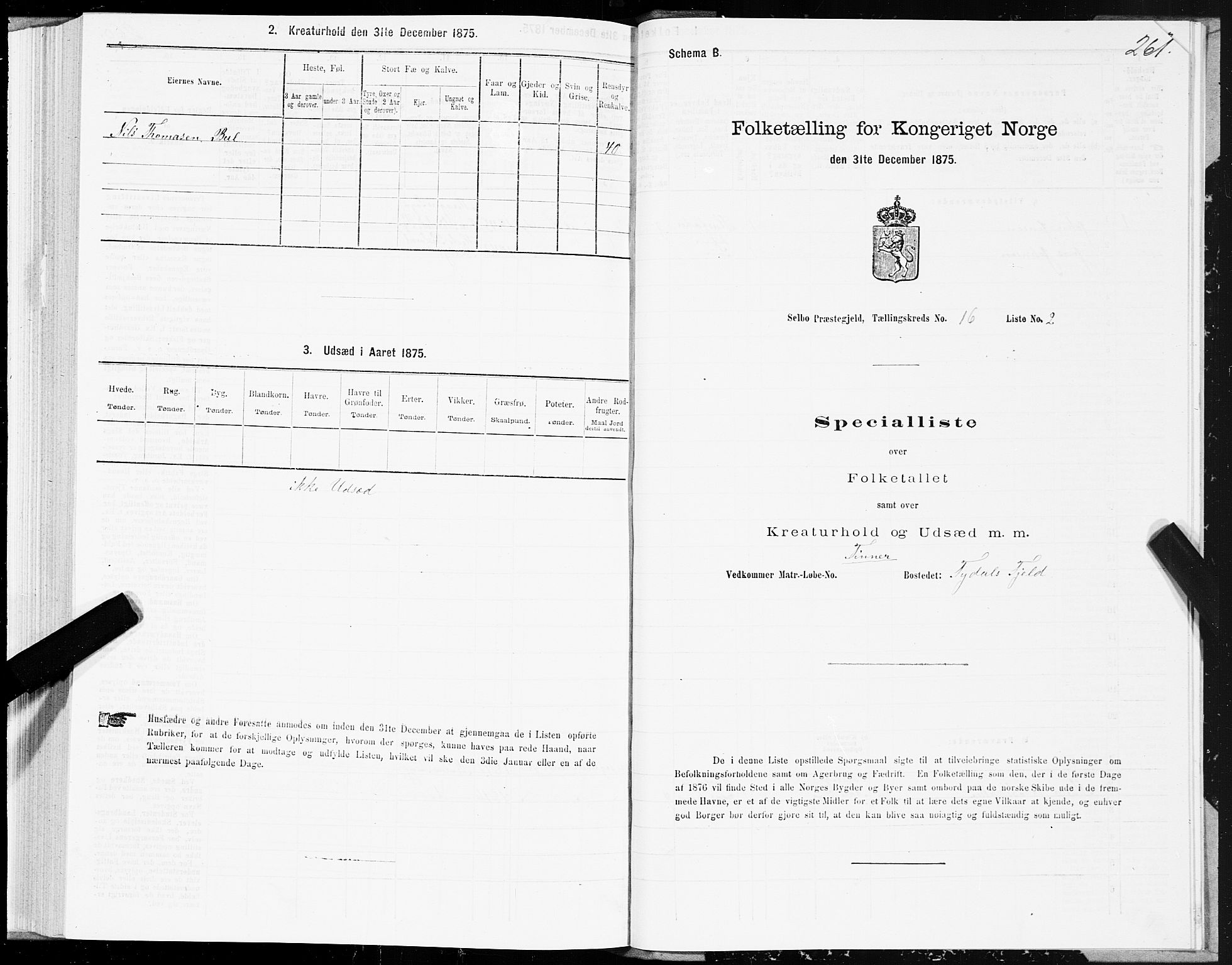 SAT, 1875 census for 1664P Selbu, 1875, p. 7261