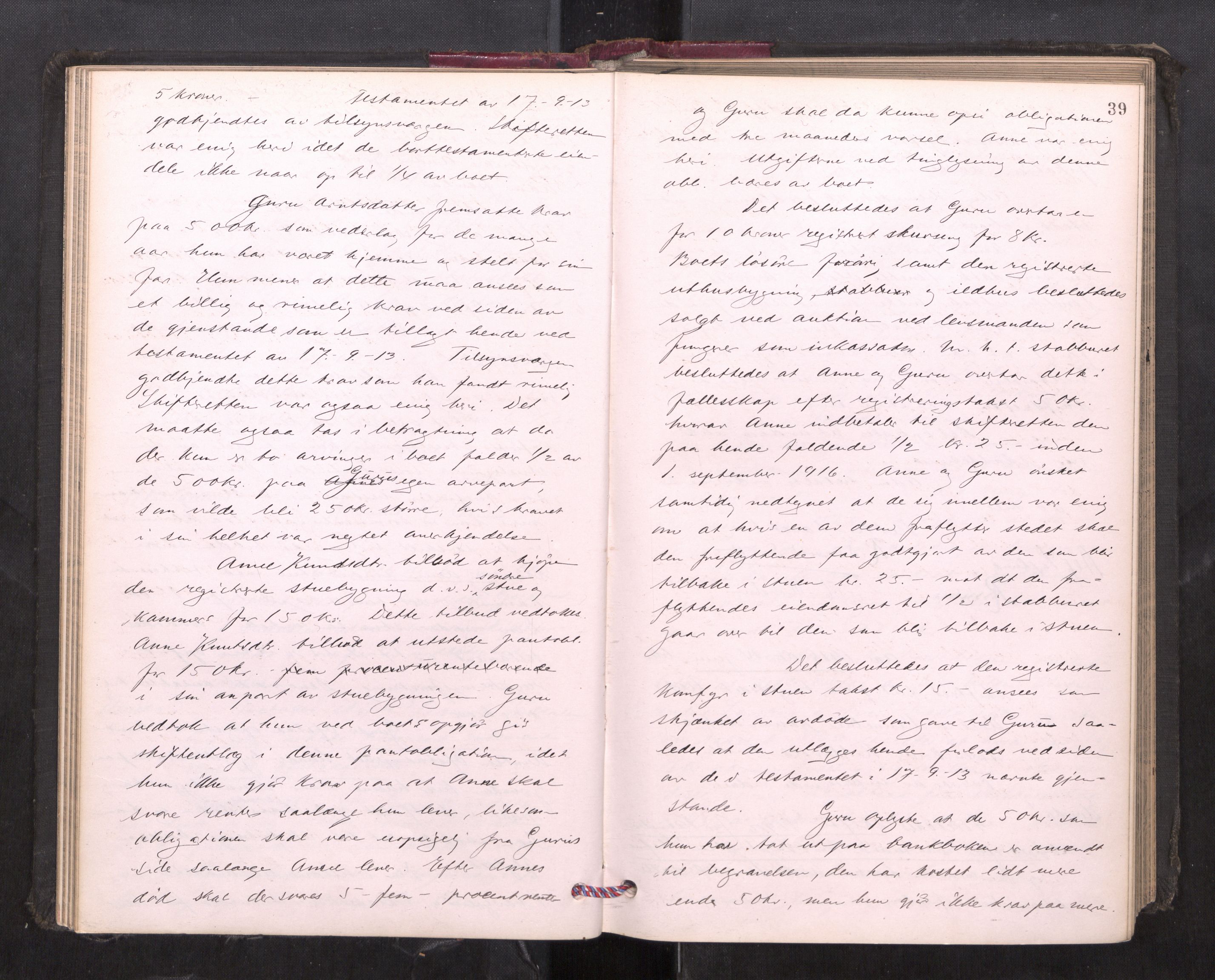 Orkdal sorenskriveri, AV/SAT-A-4169/1/3/3B/L0013: Skiftebehandlingsprotokoll, 1914-1925, p. 38b-39a