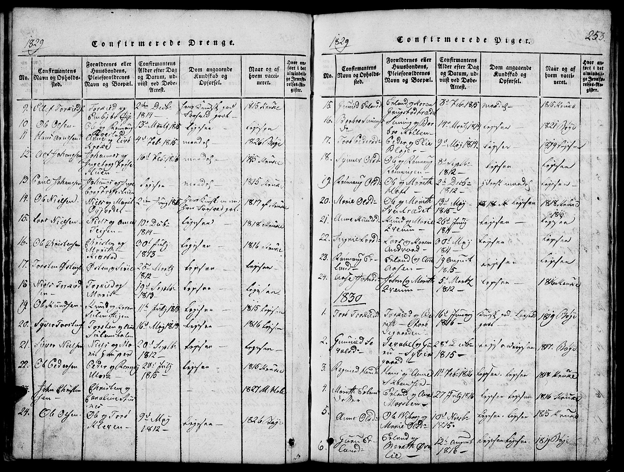 Lom prestekontor, SAH/PREST-070/L/L0001: Parish register (copy) no. 1, 1815-1836, p. 253
