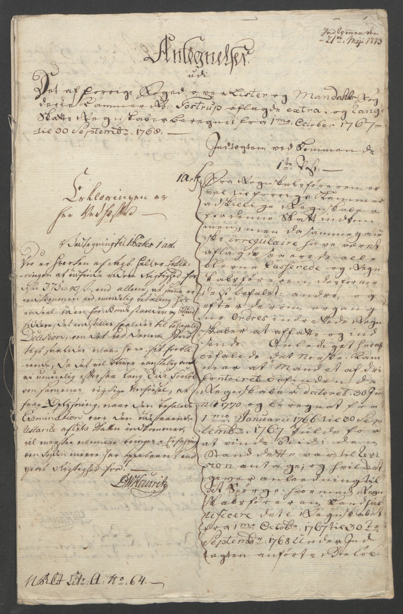 Rentekammeret inntil 1814, Reviderte regnskaper, Fogderegnskap, RA/EA-4092/R45/L2704: Ekstraskatten Lista og Mandal, 1762-1768, p. 370