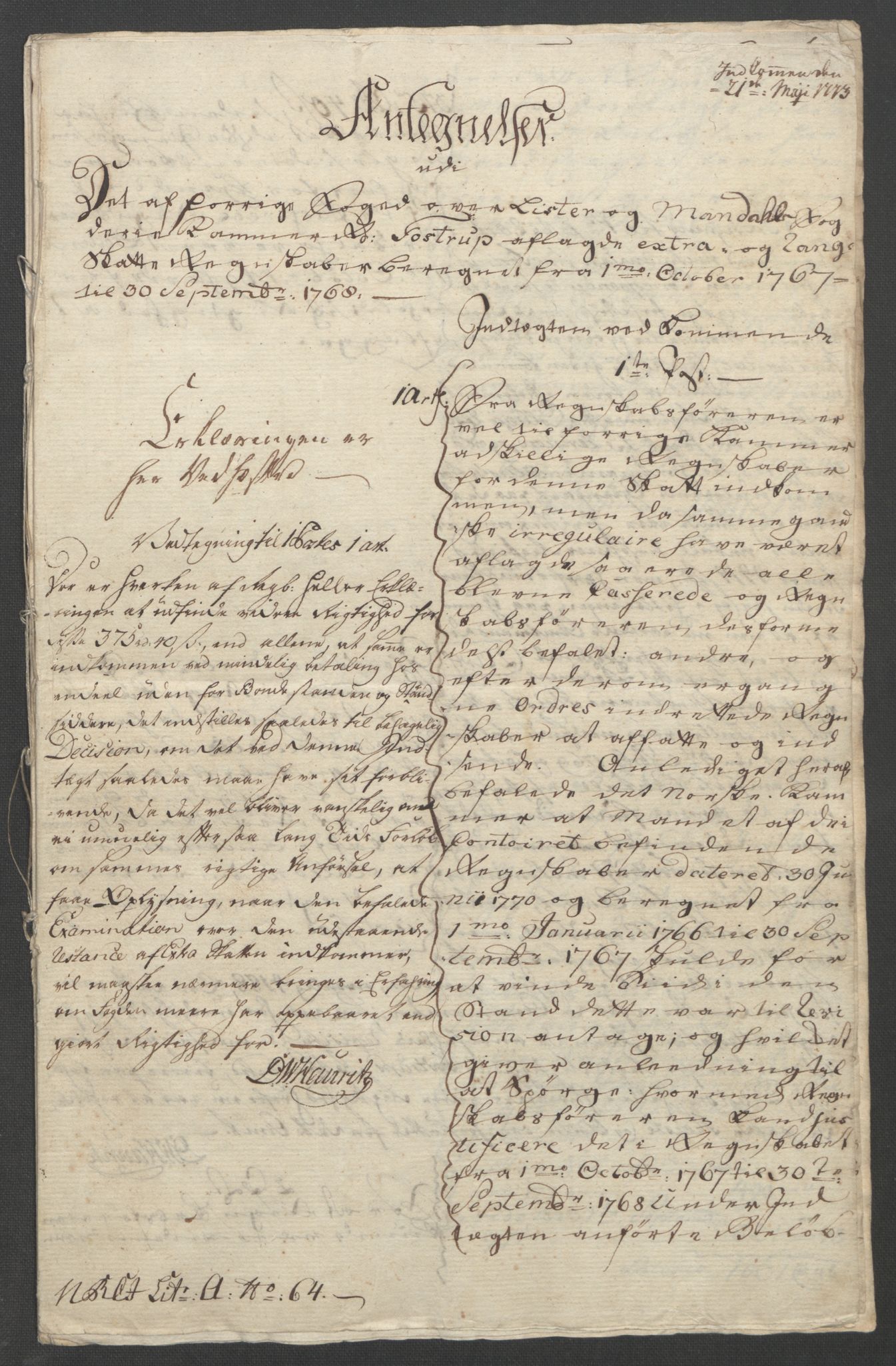 Rentekammeret inntil 1814, Reviderte regnskaper, Fogderegnskap, AV/RA-EA-4092/R45/L2704: Ekstraskatten Lista og Mandal, 1762-1768, p. 370