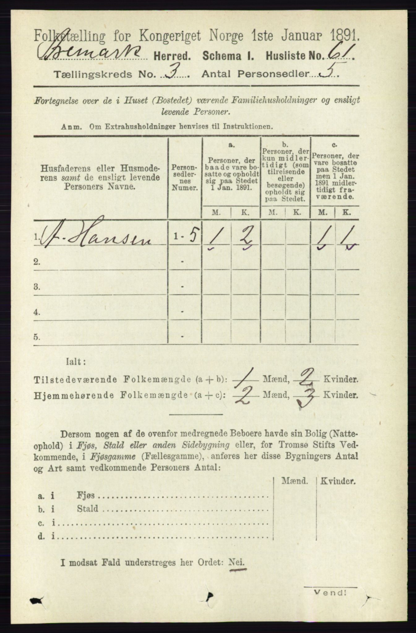 RA, 1891 census for 0118 Aremark, 1891, p. 1400