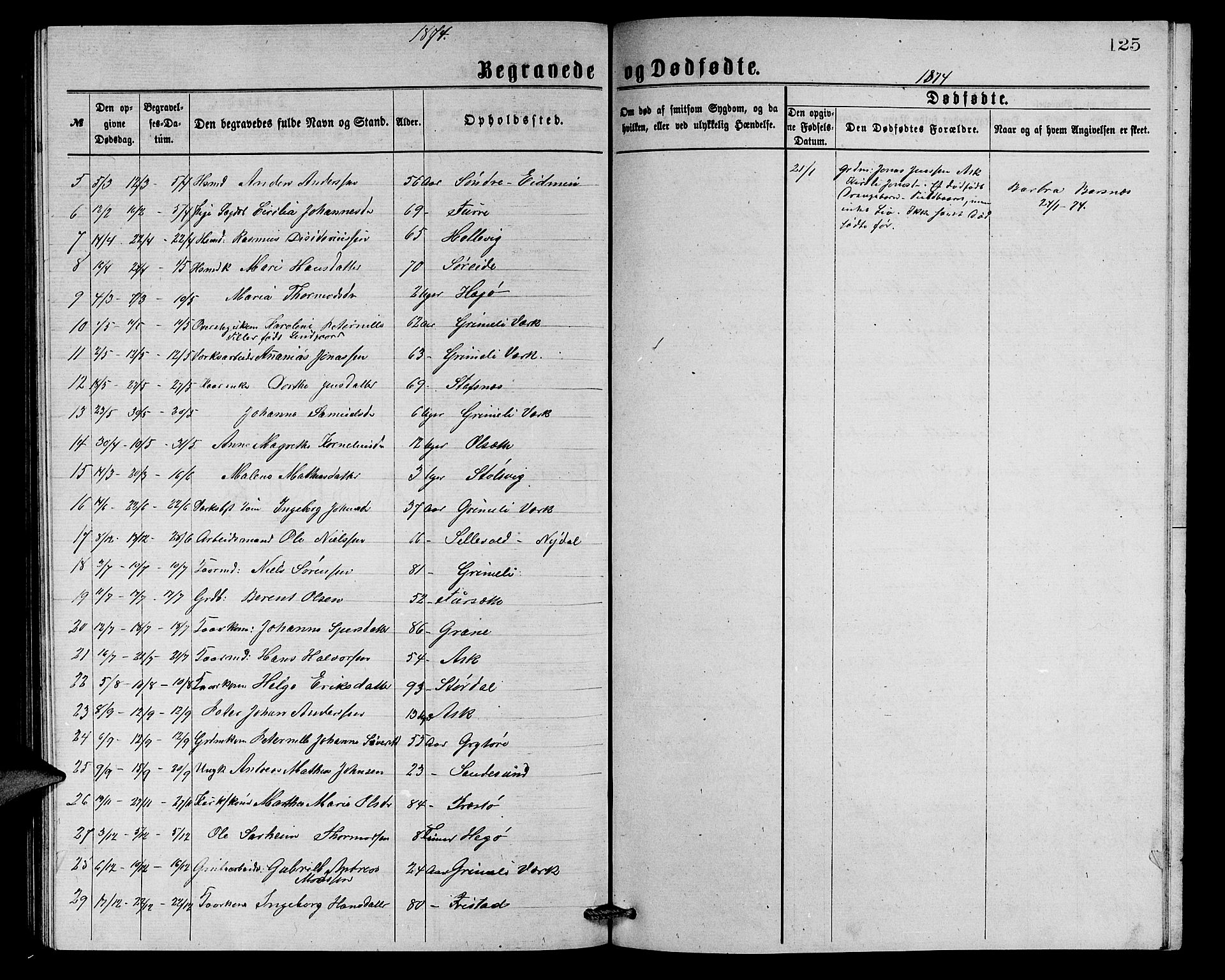 Askvoll sokneprestembete, SAB/A-79501/H/Hab/Haba/L0002: Parish register (copy) no. A 2, 1873-1885, p. 125