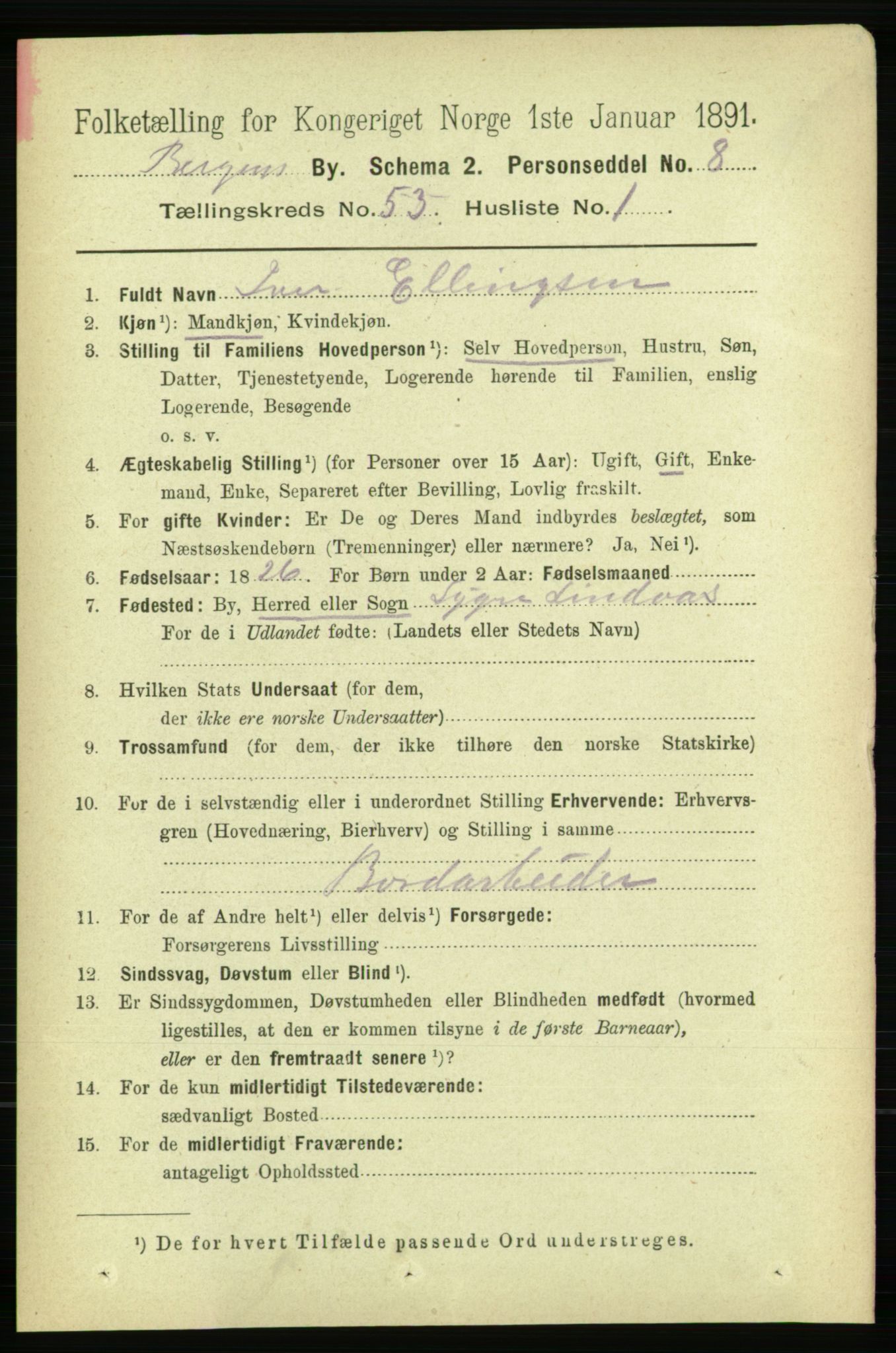 RA, 1891 Census for 1301 Bergen, 1891, p. 61628