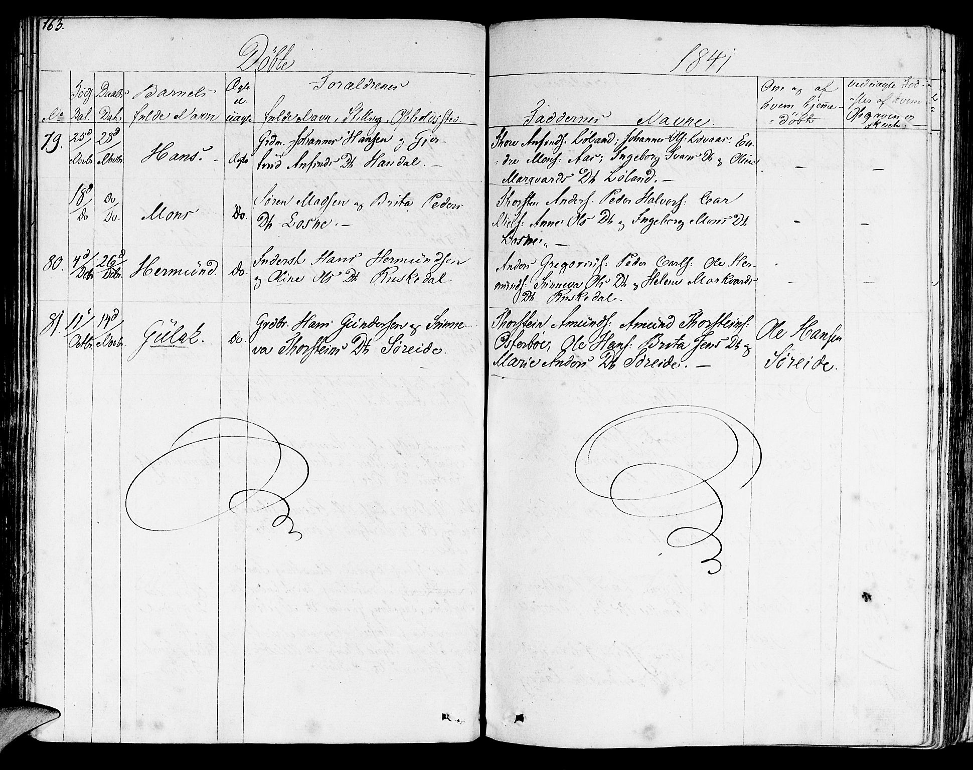Lavik sokneprestembete, SAB/A-80901: Parish register (official) no. A 2I, 1821-1842, p. 163