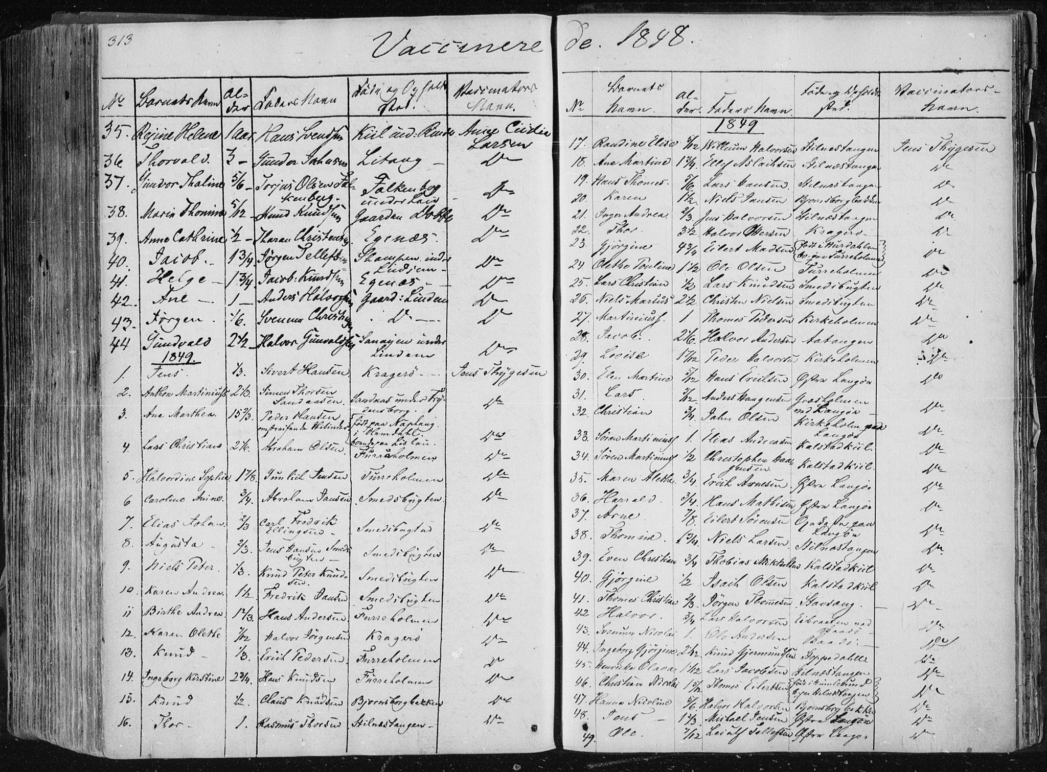 Sannidal kirkebøker, SAKO/A-296/F/Fa/L0007: Parish register (official) no. 7, 1831-1854, p. 313