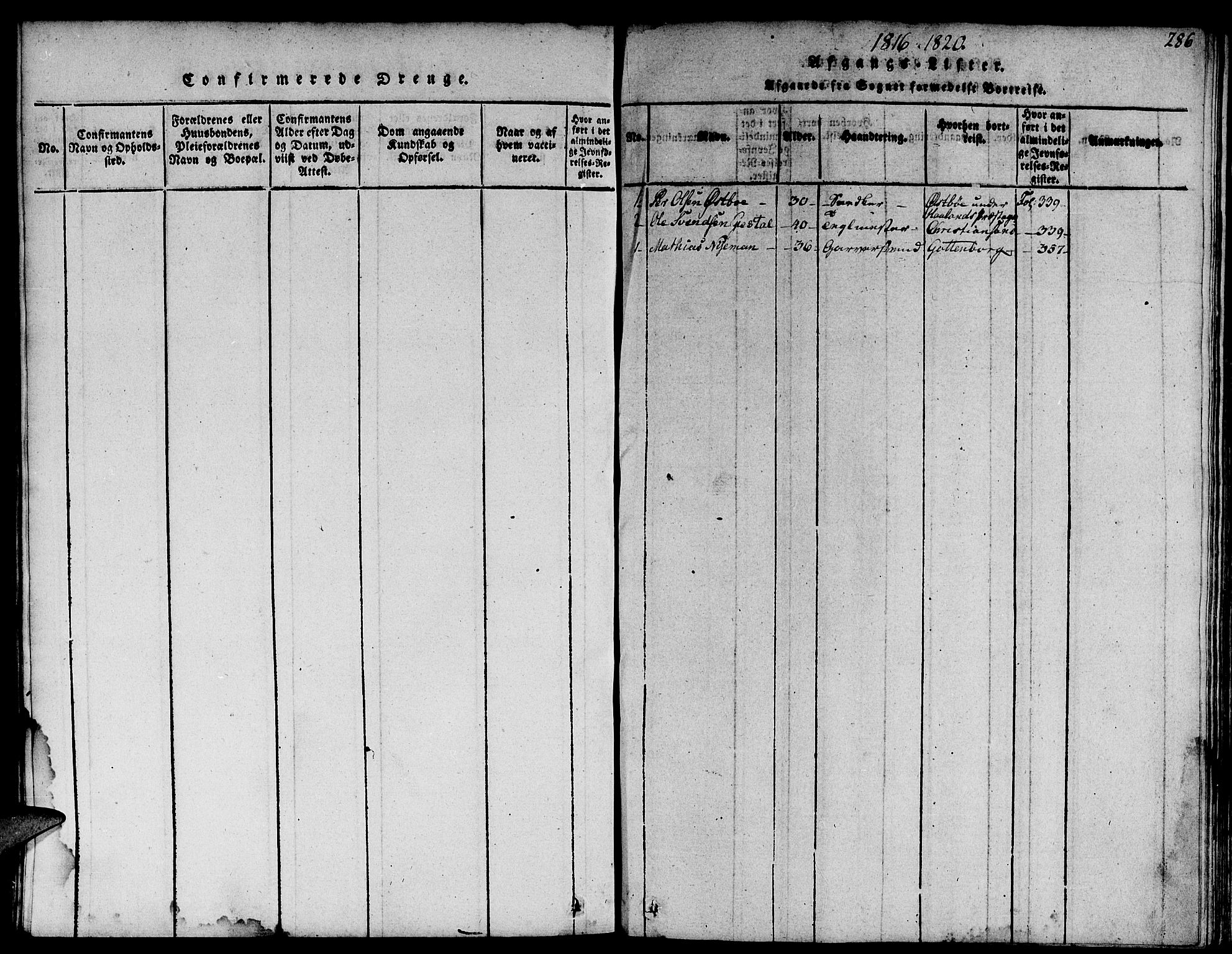 Domkirken sokneprestkontor, SAST/A-101812/001/30/30BA/L0008: Parish register (official) no. A 8, 1816-1821, p. 286