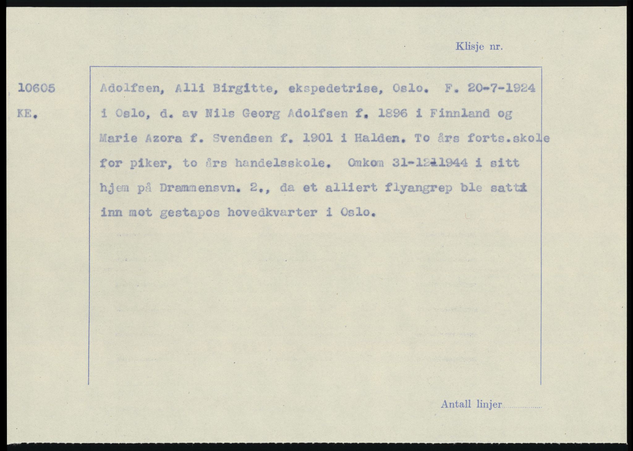 Sosialdepartementet, Våre Falne, RA/S-1708/E/Ee/L0025: Personmapper: Abelsen 01 - Amundsen, H. 65, 1945-1951, p. 405