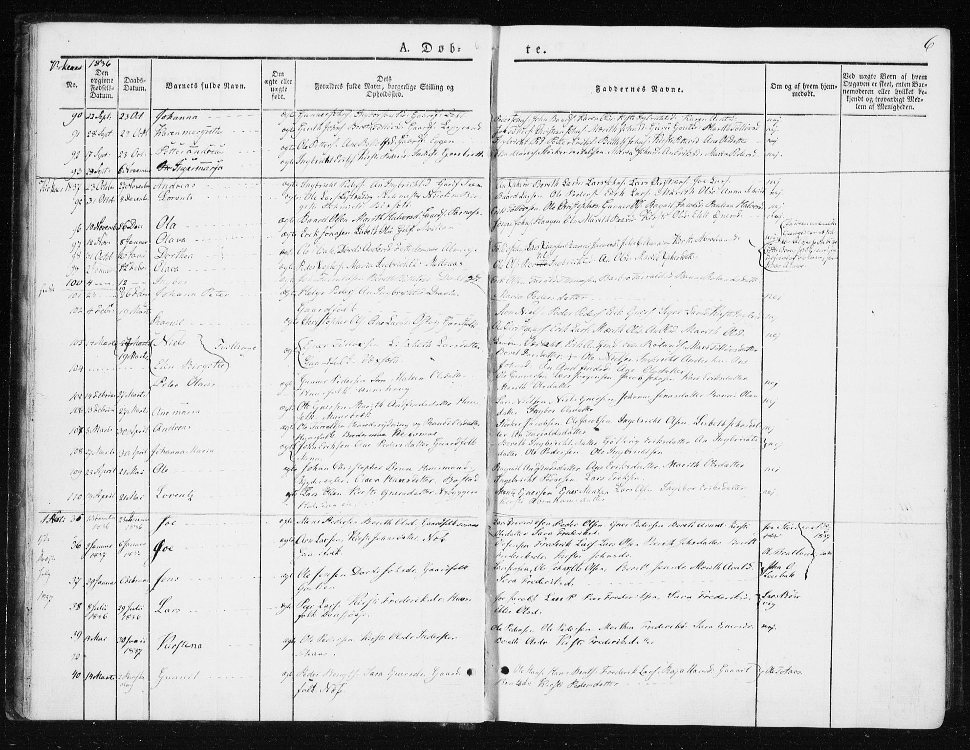 Ministerialprotokoller, klokkerbøker og fødselsregistre - Nord-Trøndelag, SAT/A-1458/749/L0470: Parish register (official) no. 749A04, 1834-1853, p. 6