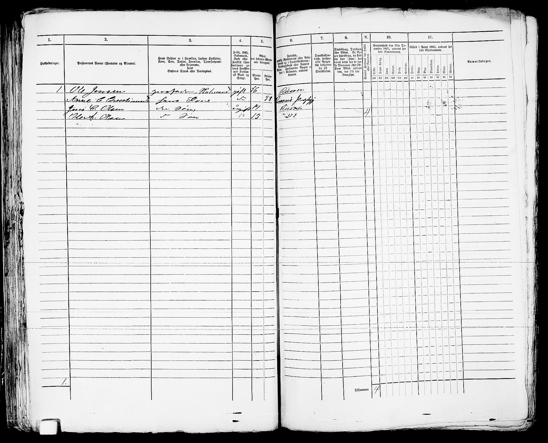 RA, 1865 census for Risør/Risør, 1865, p. 98