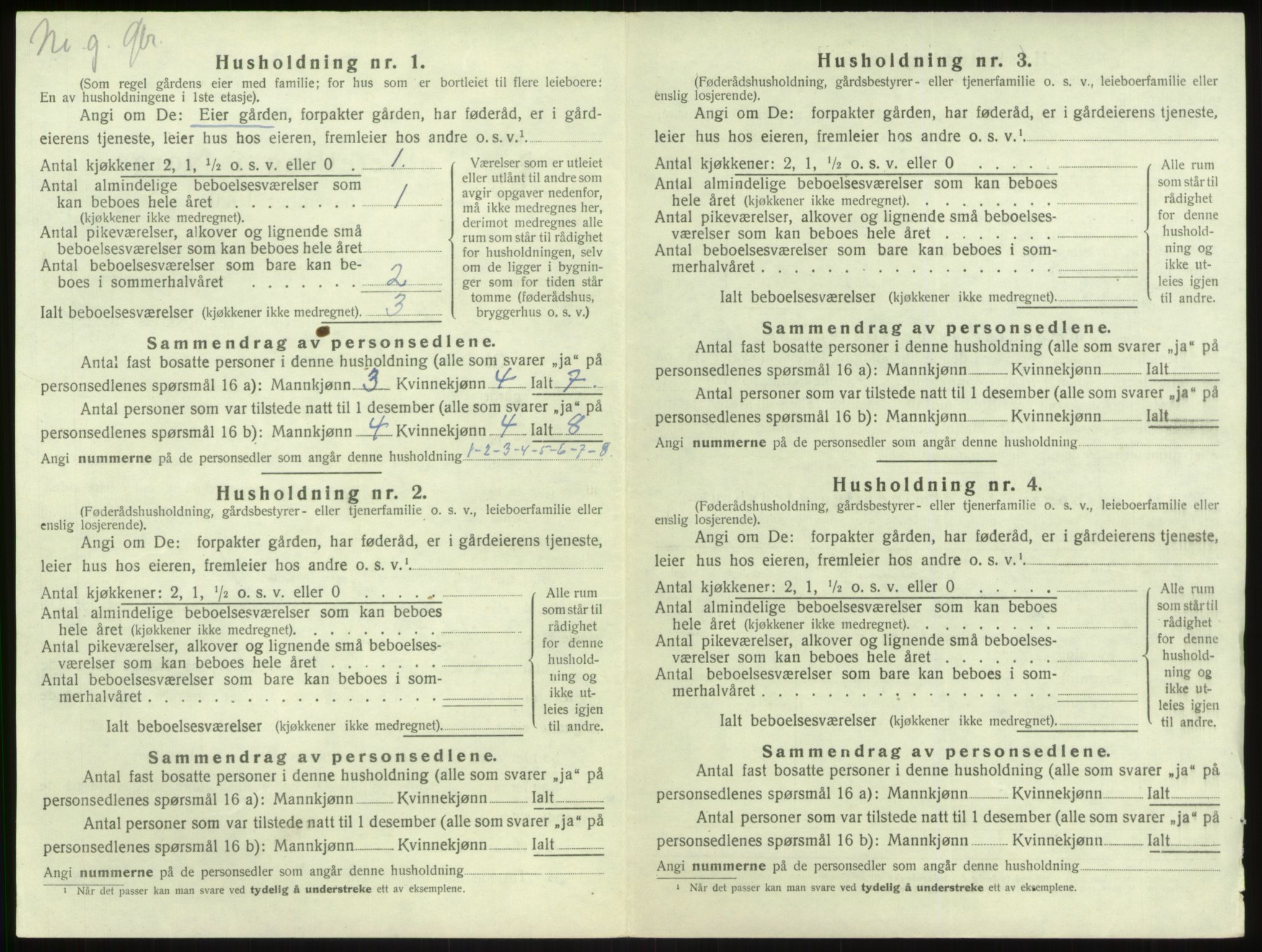 SAB, 1920 census for Vik, 1920, p. 1092