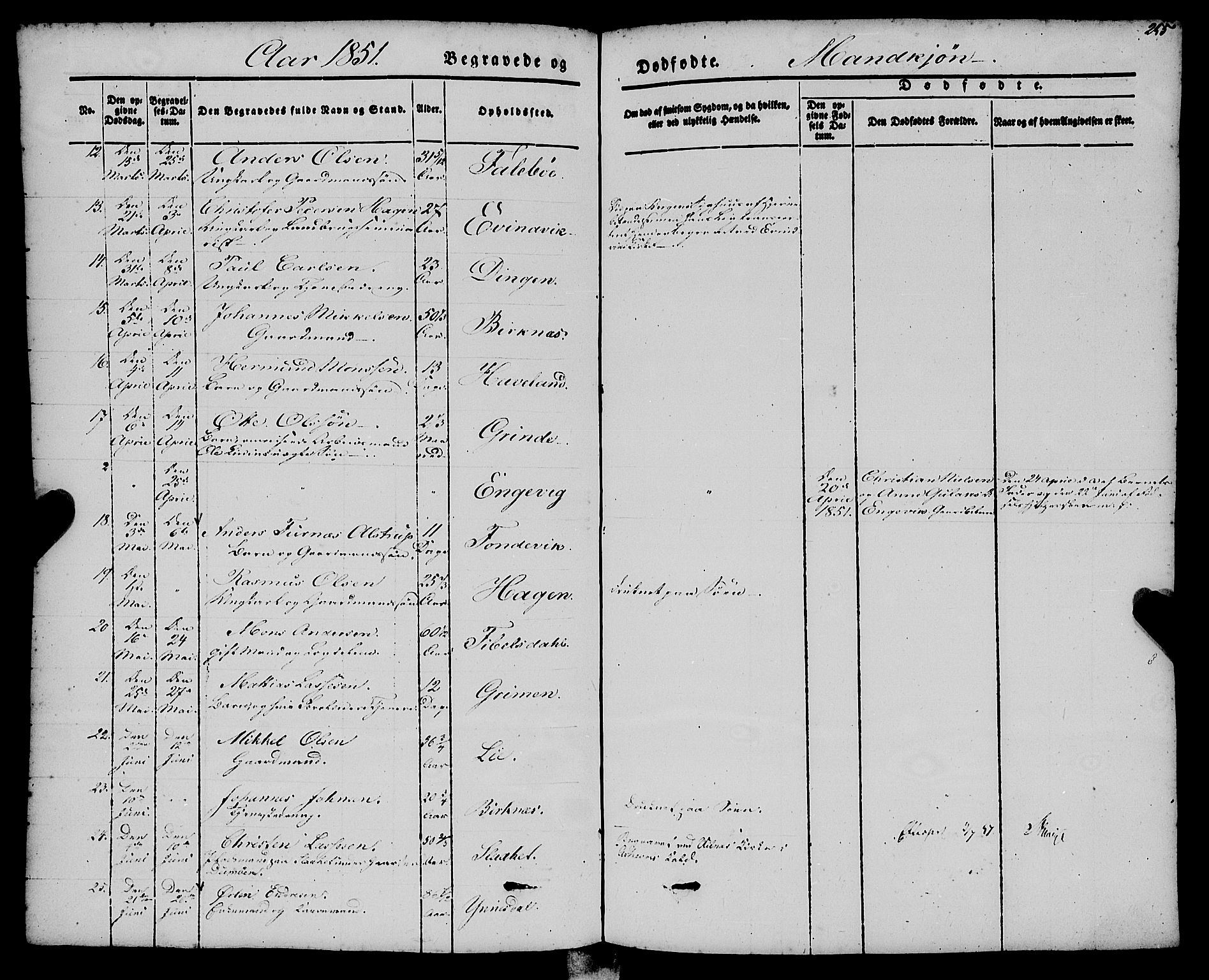 Gulen sokneprestembete, AV/SAB-A-80201/H/Haa/Haaa/L0021: Parish register (official) no. A 21, 1848-1858, p. 255