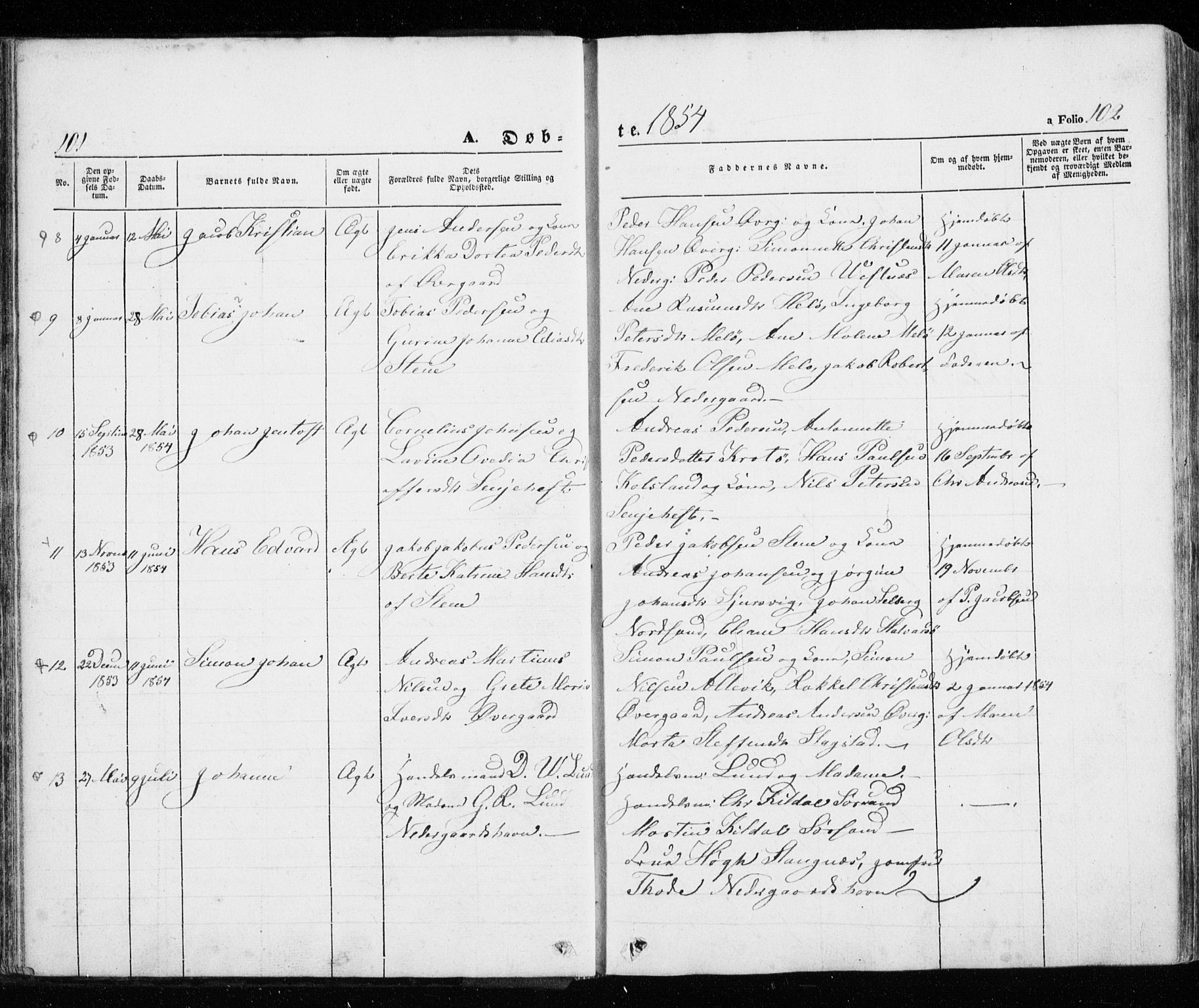 Trondenes sokneprestkontor, SATØ/S-1319/H/Ha/L0010kirke: Parish register (official) no. 10, 1840-1865, p. 101-102