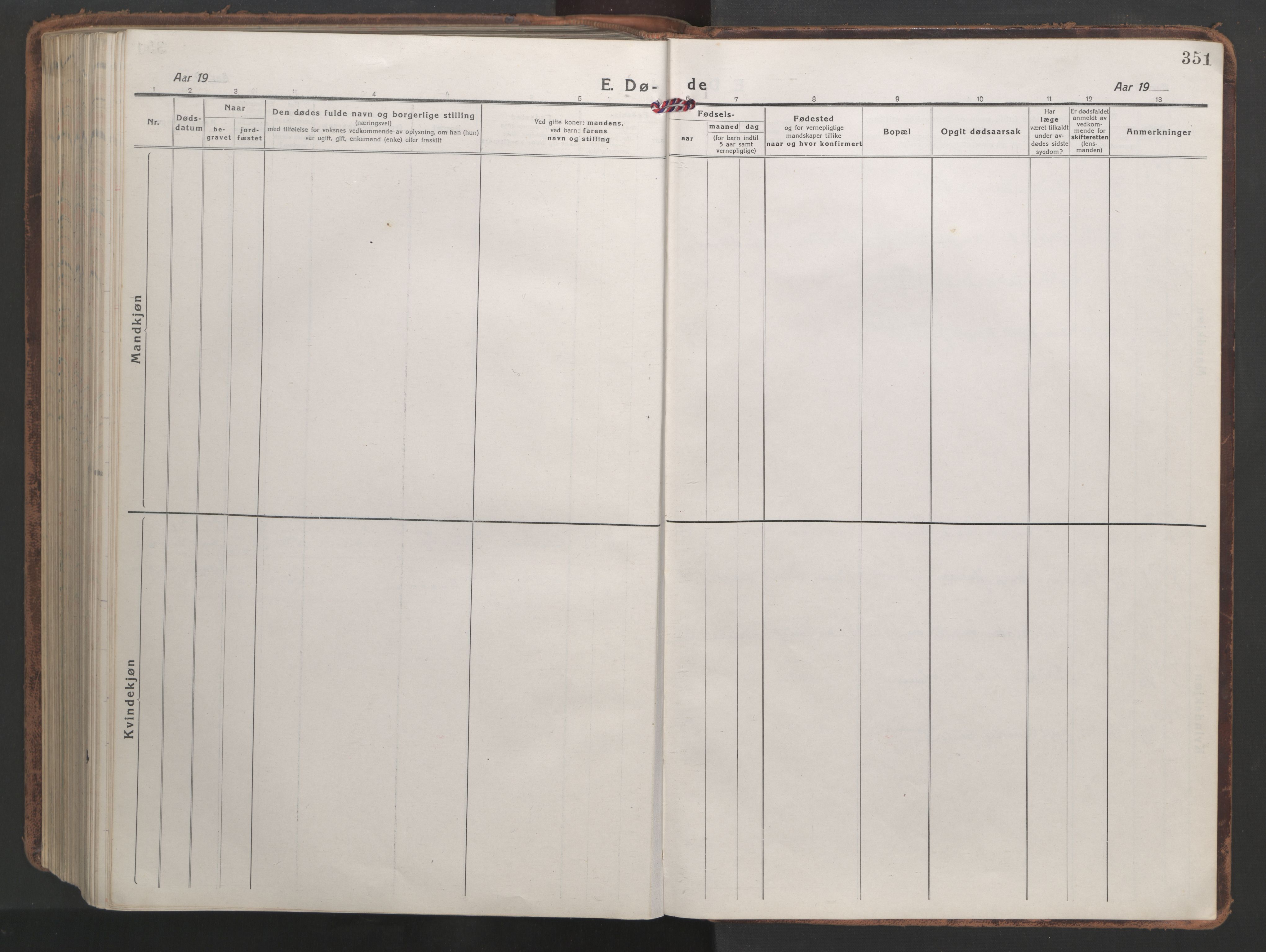 Ministerialprotokoller, klokkerbøker og fødselsregistre - Nordland, AV/SAT-A-1459/839/L0574: Parish register (copy) no. 839C04, 1918-1950, p. 351