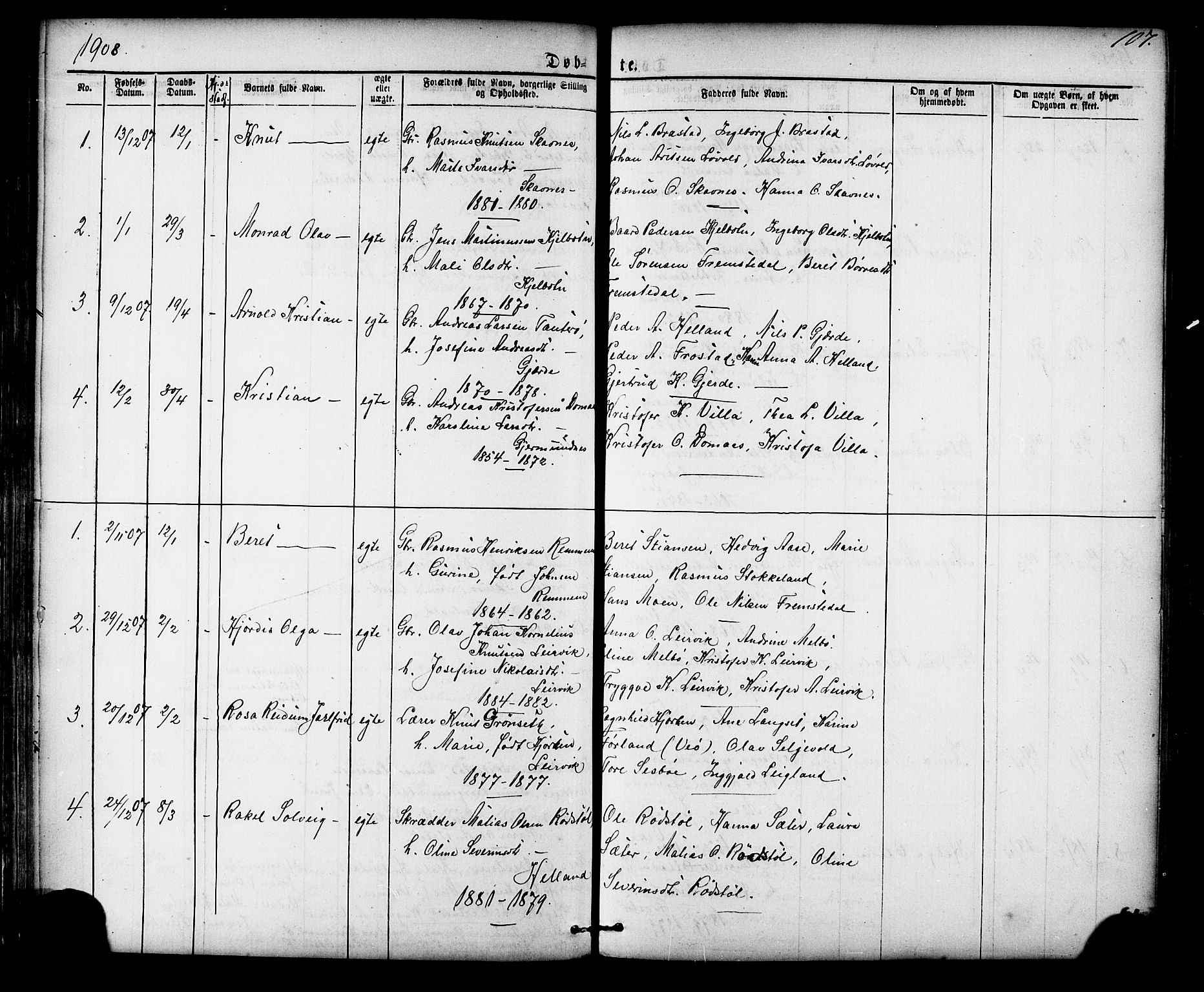 Ministerialprotokoller, klokkerbøker og fødselsregistre - Møre og Romsdal, AV/SAT-A-1454/539/L0536: Parish register (copy) no. 539C02, 1867-1913, p. 107