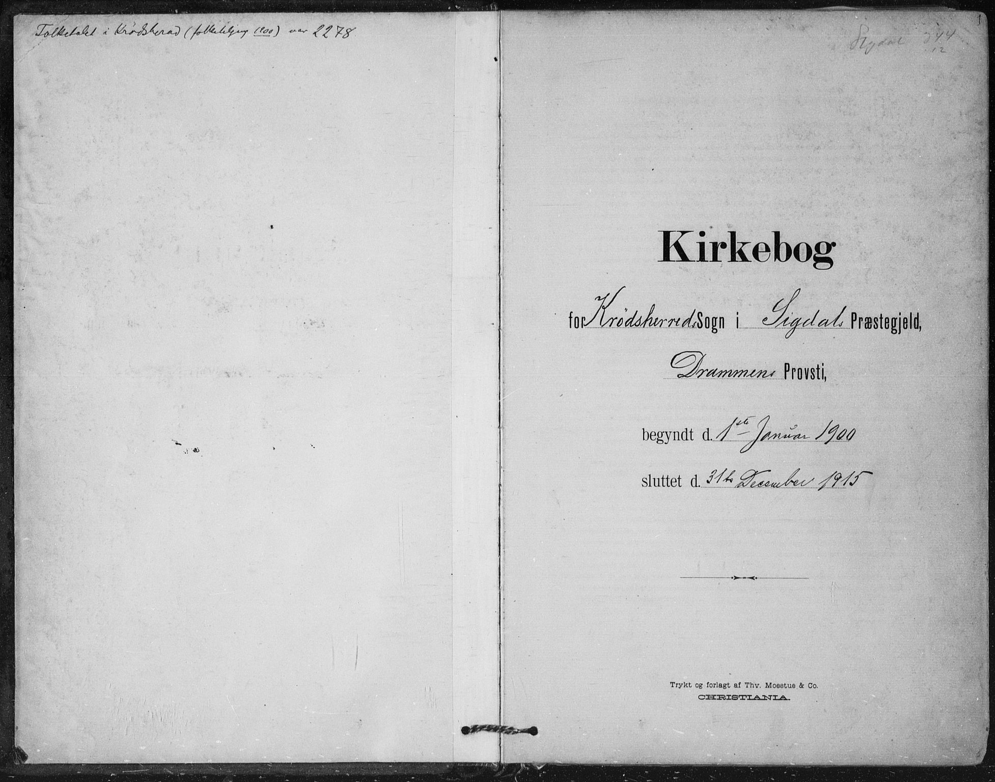 Krødsherad kirkebøker, AV/SAKO-A-19/F/Fa/L0007: Parish register (official) no. 7, 1900-1915, p. 1