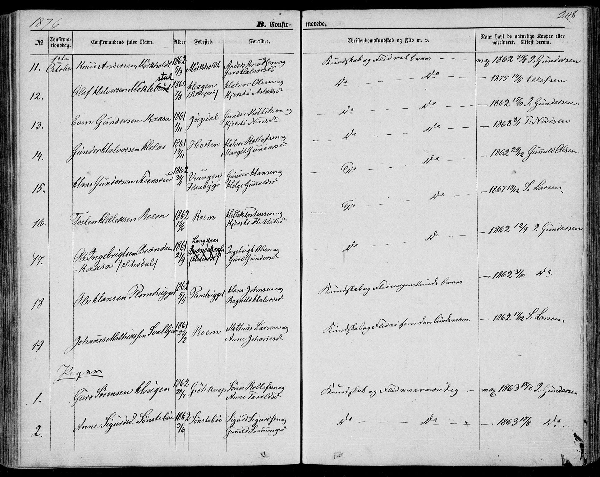 Bø kirkebøker, SAKO/A-257/F/Fa/L0009: Parish register (official) no. 9, 1862-1879, p. 248