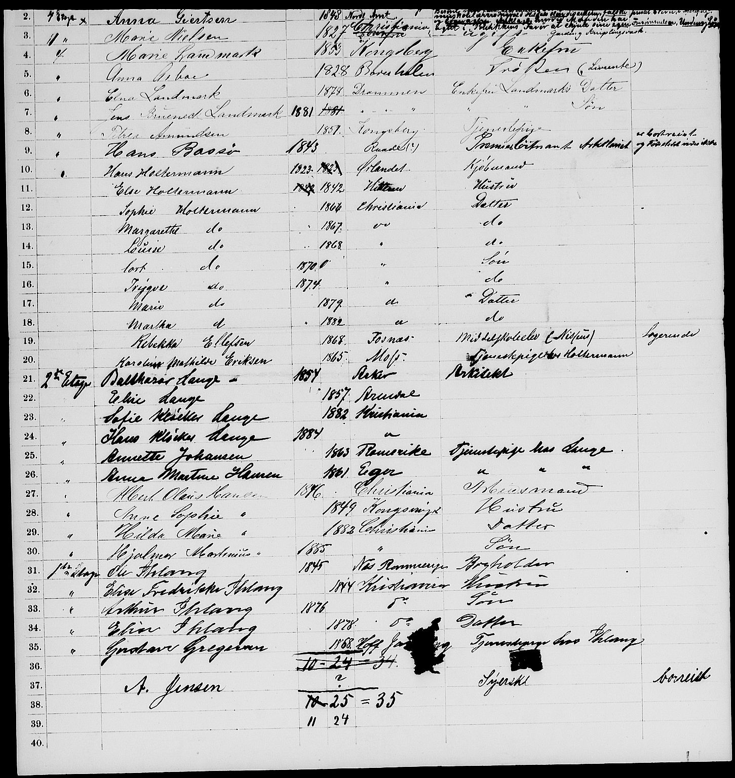 RA, 1885 census for 0301 Kristiania, 1885, p. 2016
