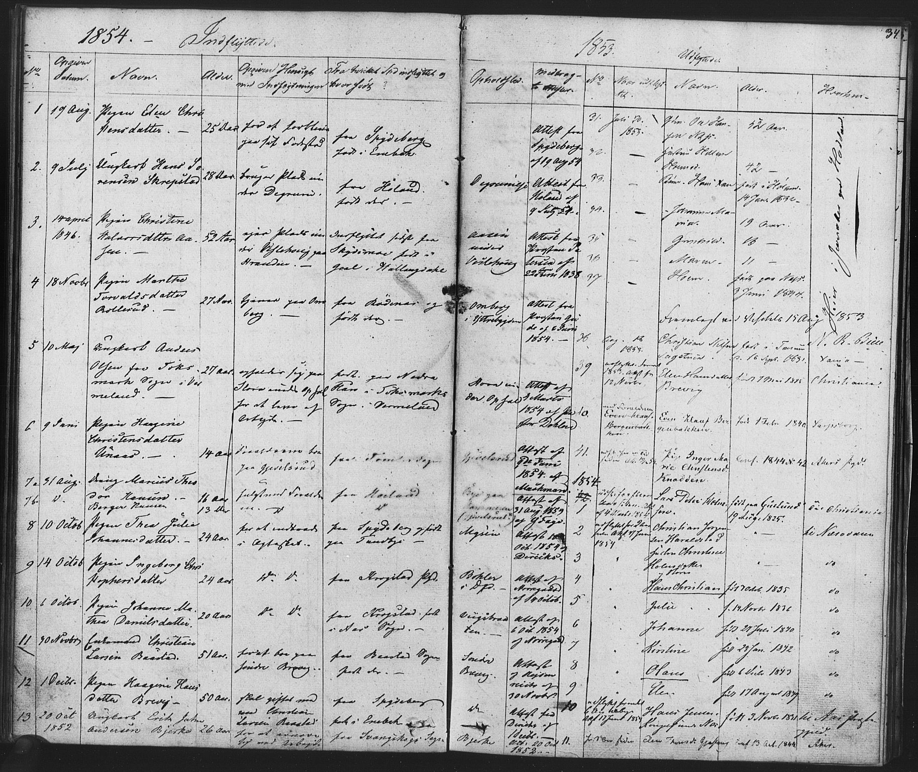 Enebakk prestekontor Kirkebøker, SAO/A-10171c/F/Fa/L0014: Parish register (official) no. I 14, 1833-1878, p. 34