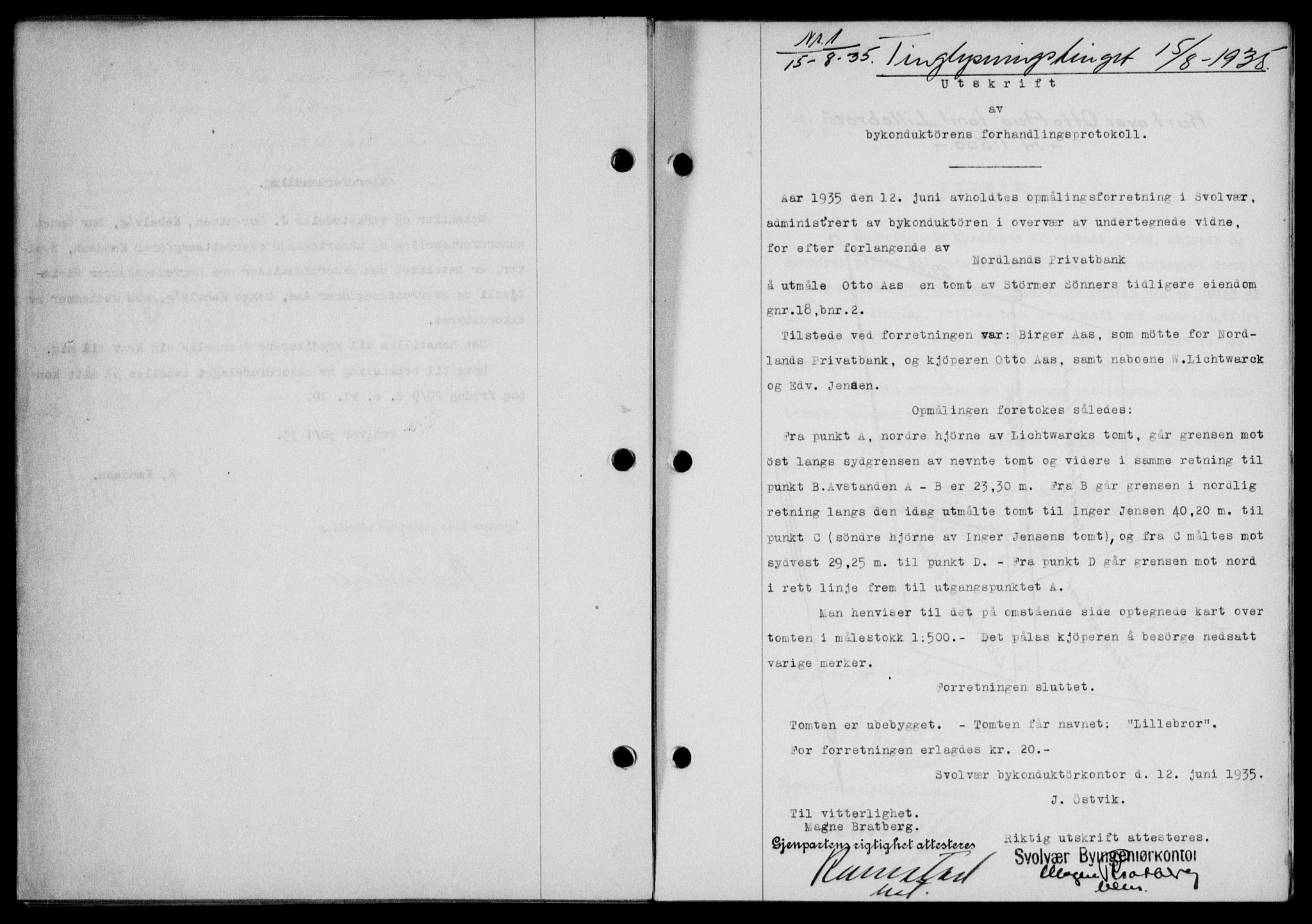 Lofoten sorenskriveri, SAT/A-0017/1/2/2C/L0032b: Mortgage book no. 32b, 1935-1935, Deed date: 15.08.1935