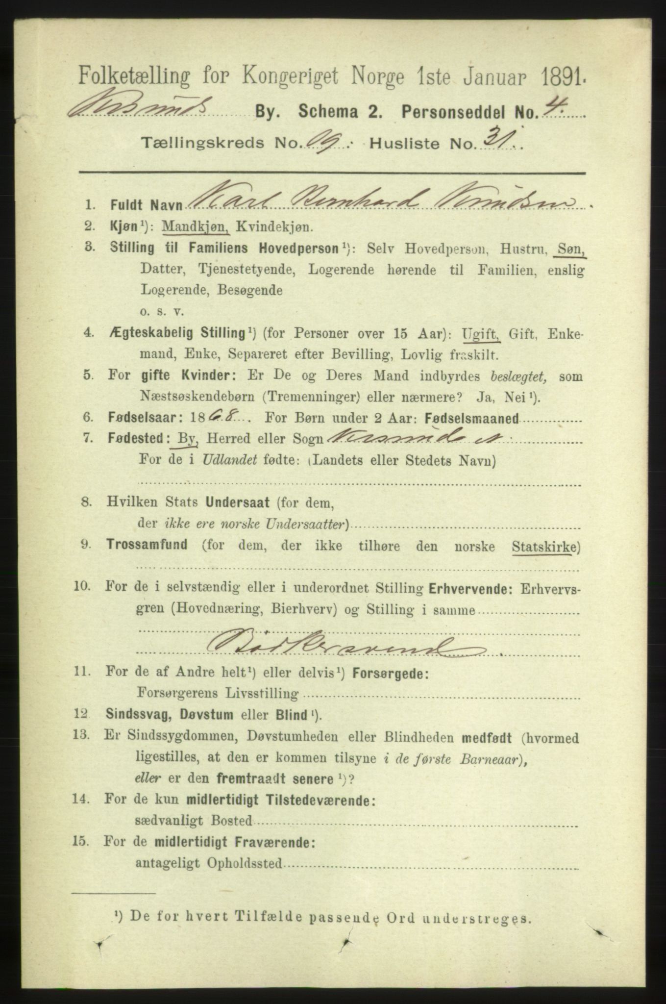 RA, 1891 census for 1503 Kristiansund, 1891, p. 12805