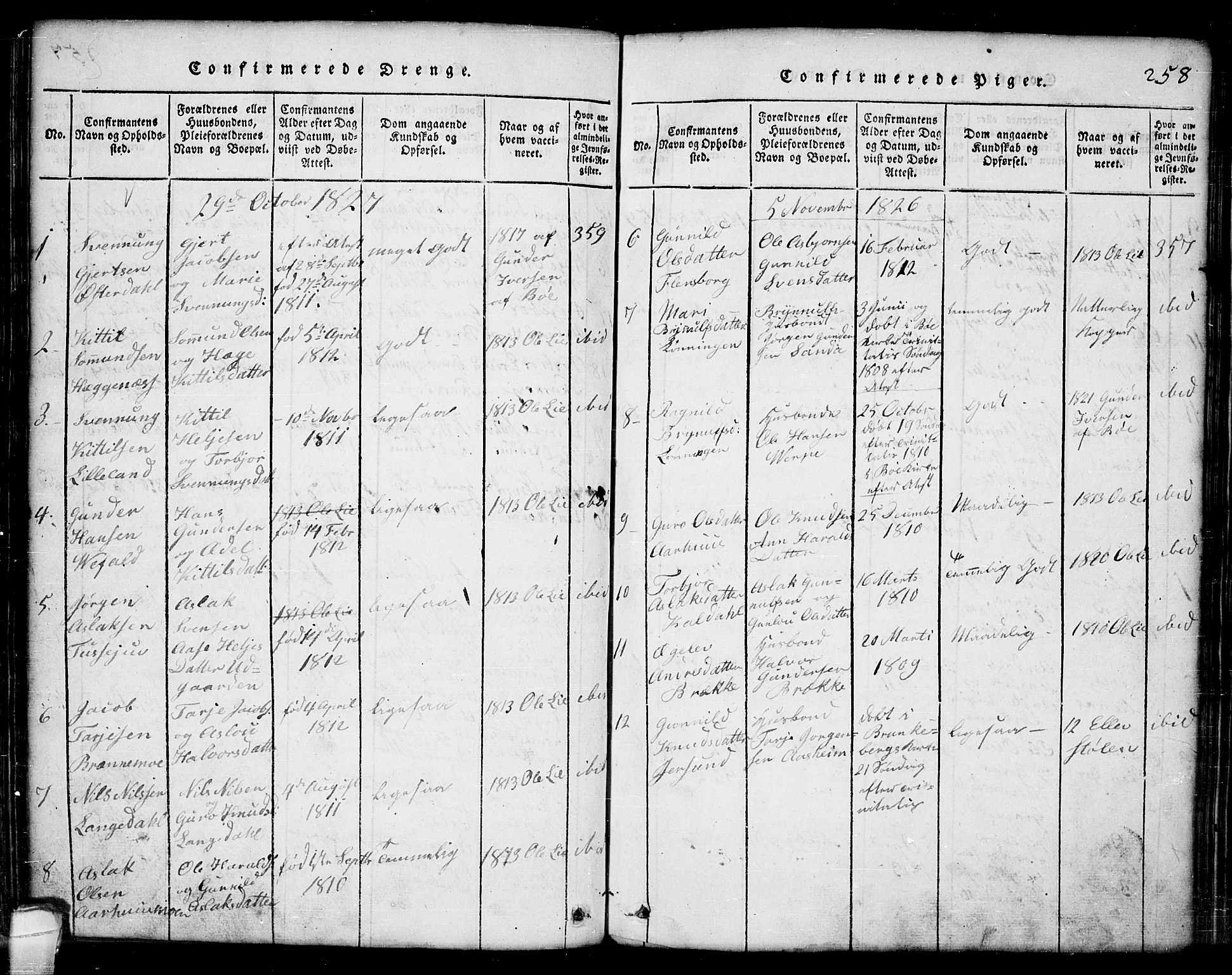 Seljord kirkebøker, AV/SAKO-A-20/G/Ga/L0001: Parish register (copy) no. I 1, 1815-1854, p. 258