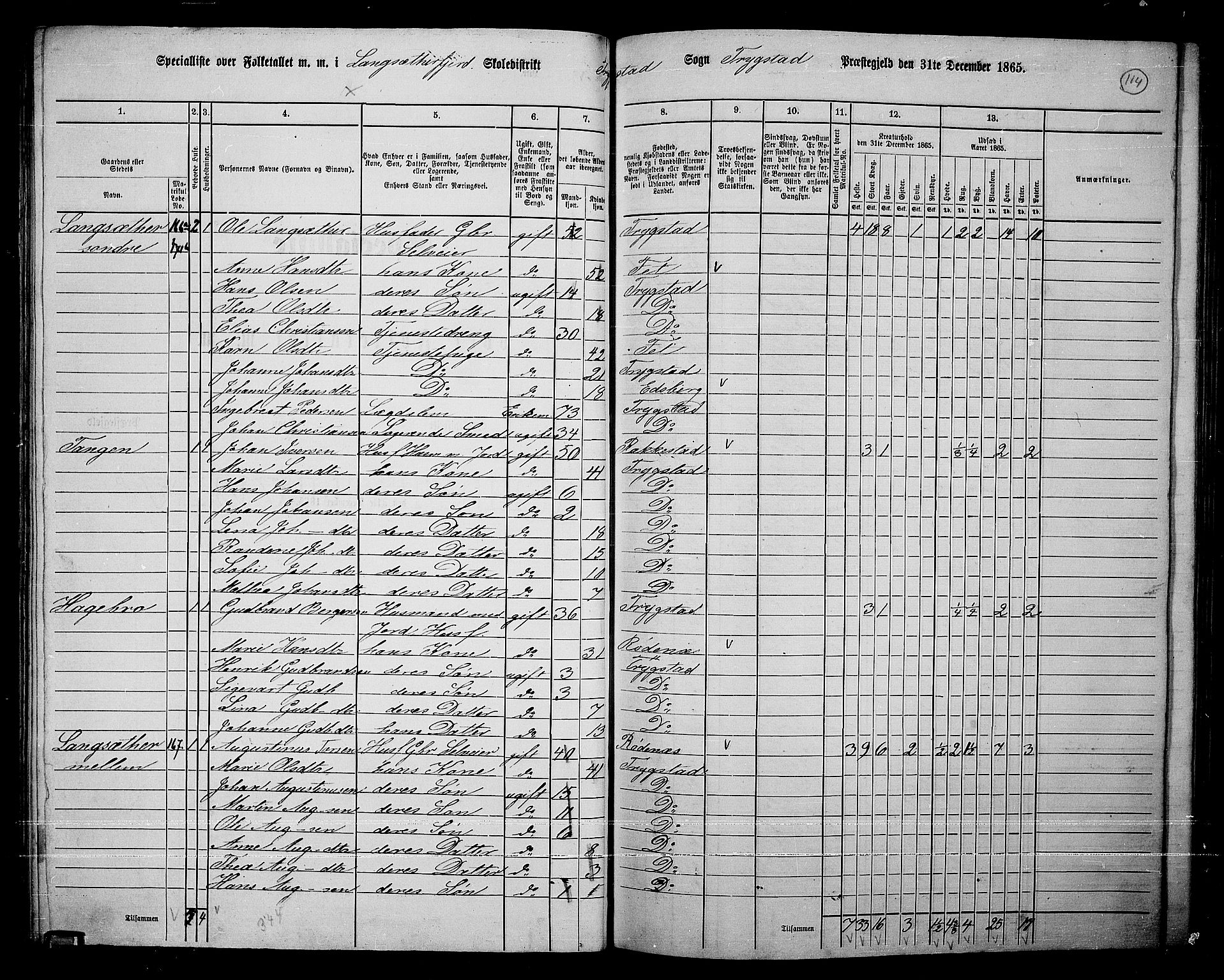 RA, 1865 census for Trøgstad, 1865, p. 98