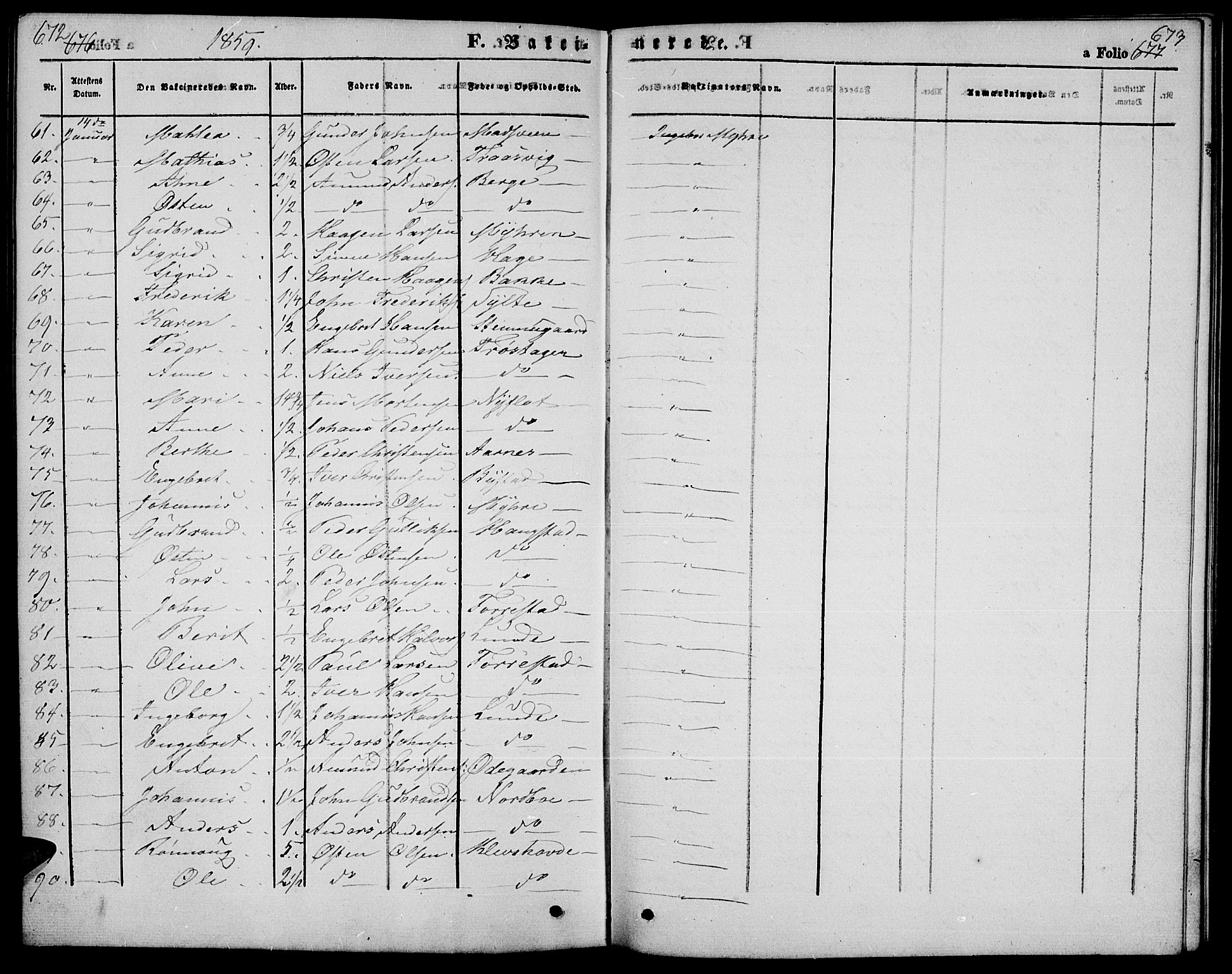 Ringebu prestekontor, SAH/PREST-082/H/Ha/Hab/L0003: Parish register (copy) no. 3, 1854-1866, p. 672-673