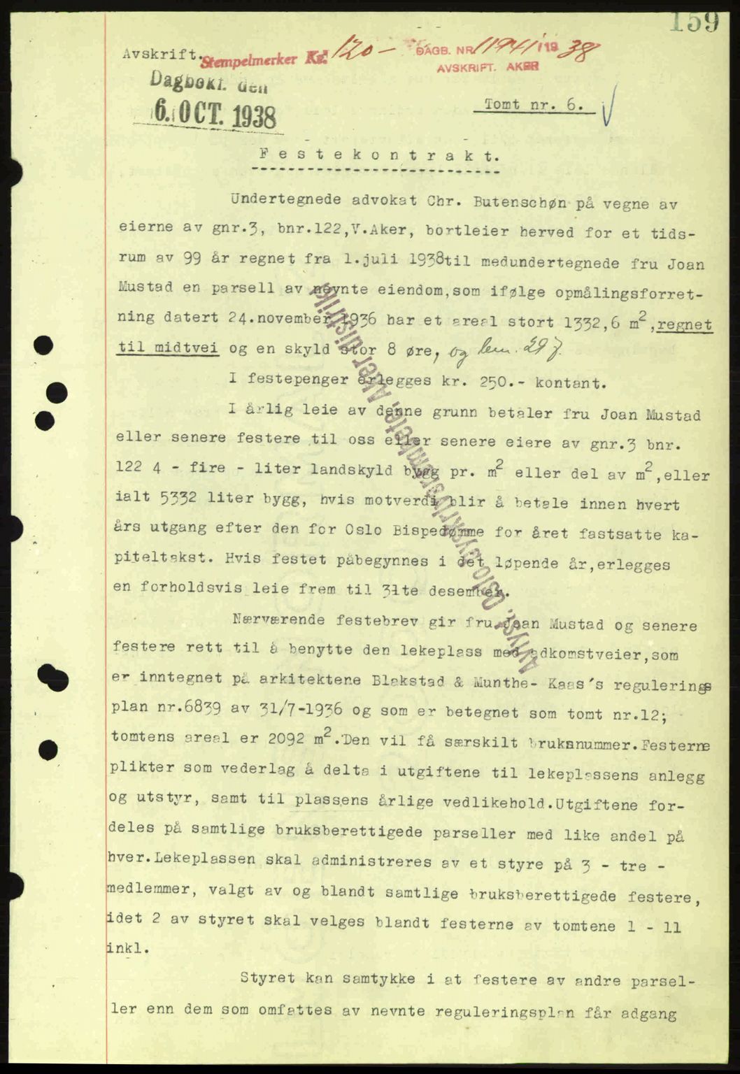 Aker herredsskriveri, SAO/A-10896/G/Gb/Gba/Gbab/L0025: Mortgage book no. A154-155, 1938-1938, Diary no: : 11941/1938