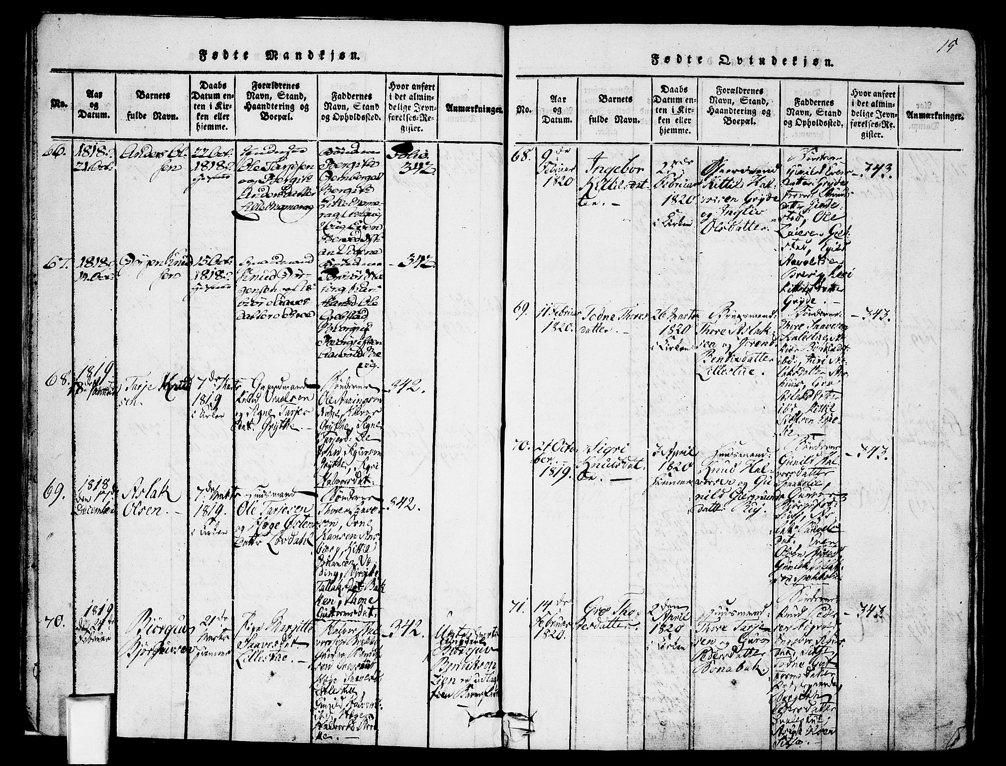 Fyresdal kirkebøker, SAKO/A-263/F/Fa/L0003: Parish register (official) no. I 3, 1815-1840, p. 15