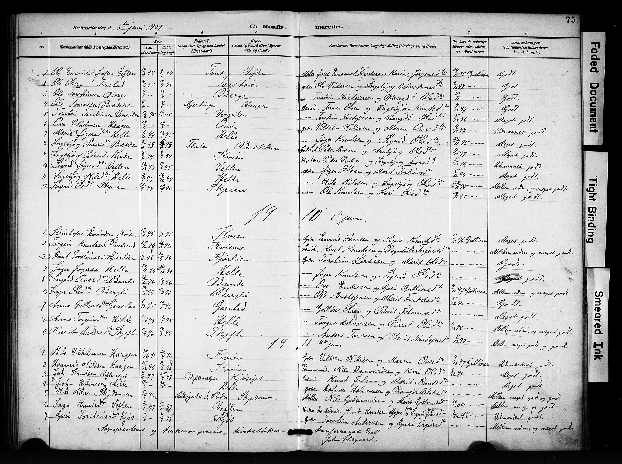Vang prestekontor, Valdres, SAH/PREST-140/H/Hb/L0007: Parish register (copy) no. 7, 1893-1924, p. 75