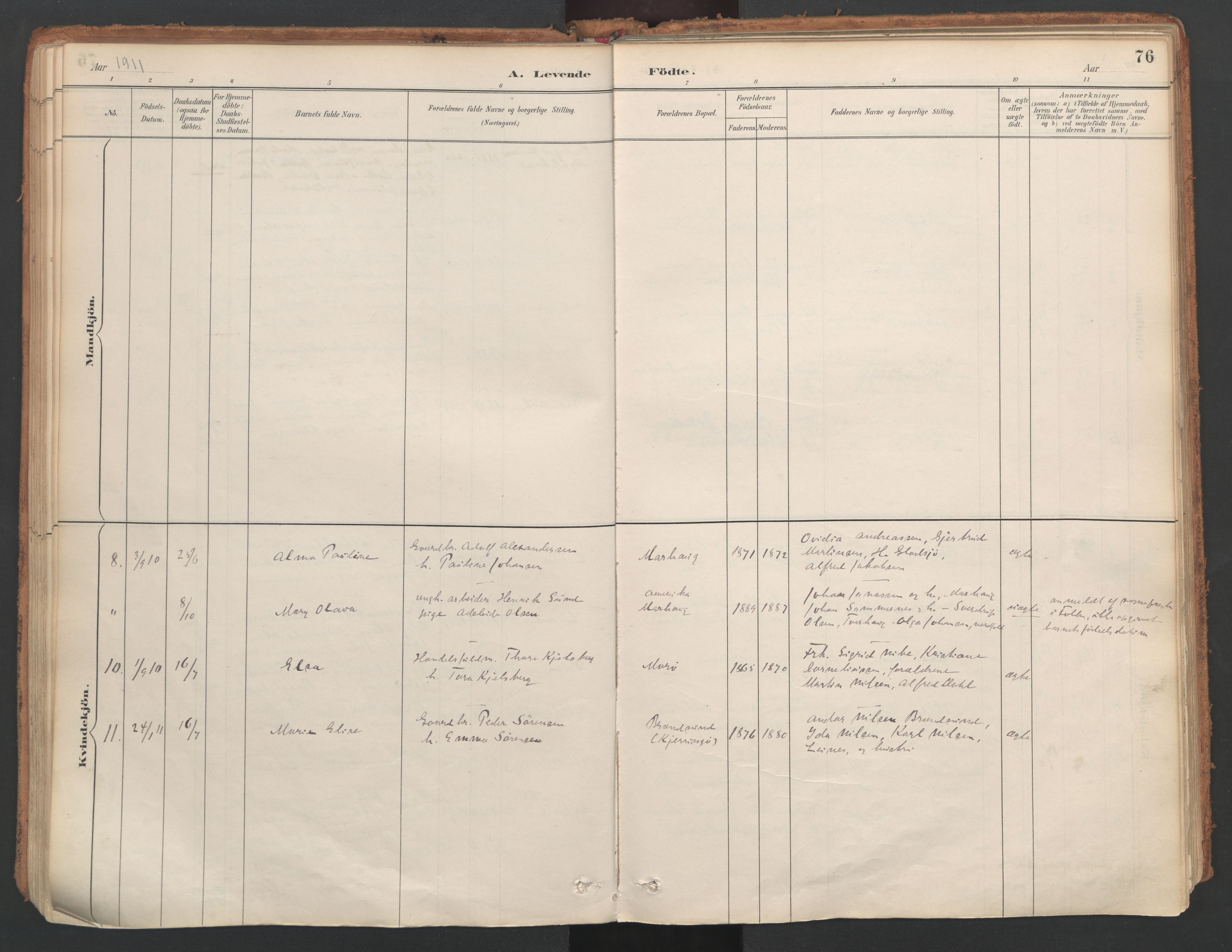 Ministerialprotokoller, klokkerbøker og fødselsregistre - Nordland, AV/SAT-A-1459/857/L0822: Parish register (official) no. 857A02, 1890-1917, p. 76