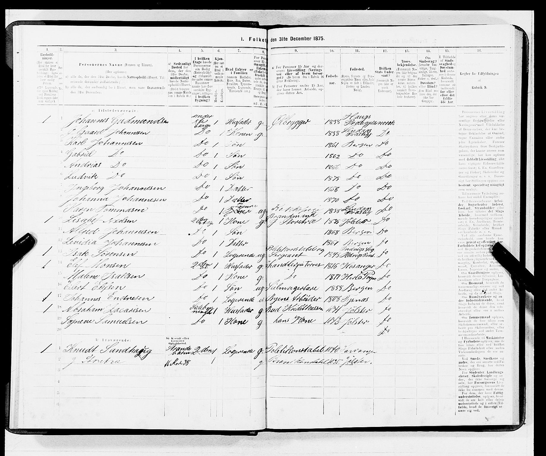 SAB, 1875 census for 1301 Bergen, 1875, p. 4339