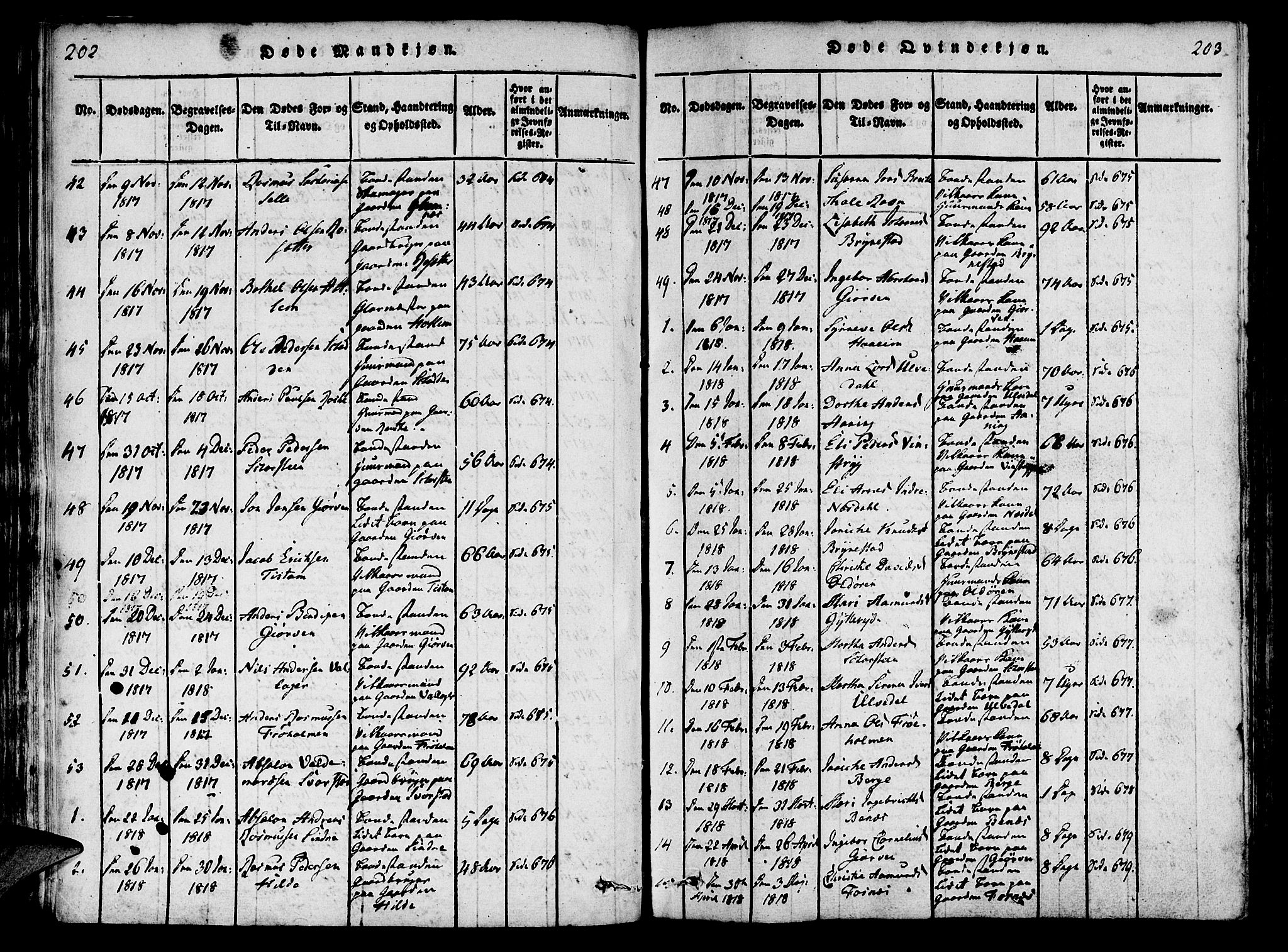 Innvik sokneprestembete, AV/SAB-A-80501: Parish register (official) no. A 2, 1816-1821, p. 202-203