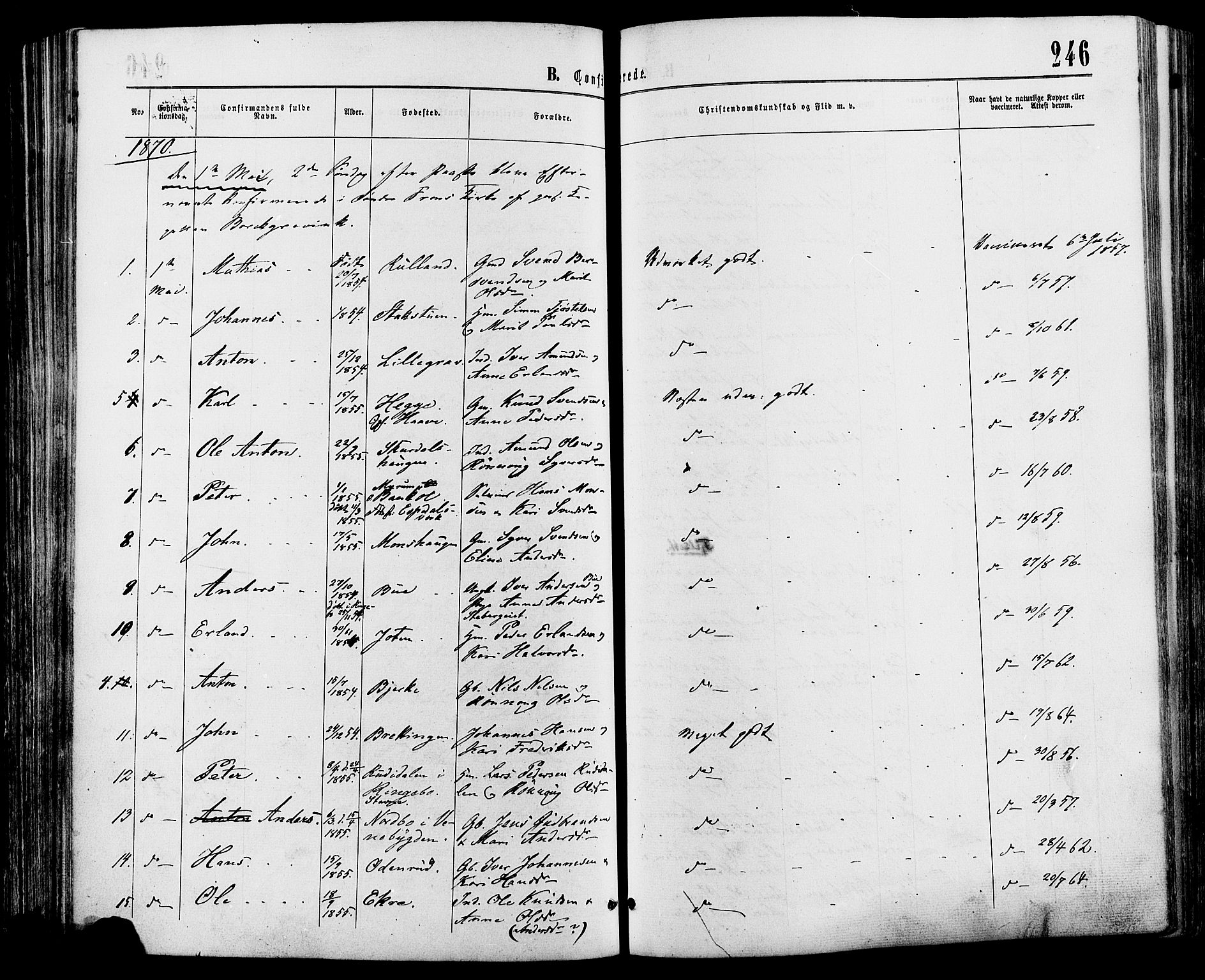 Sør-Fron prestekontor, SAH/PREST-010/H/Ha/Haa/L0002: Parish register (official) no. 2, 1864-1880, p. 246