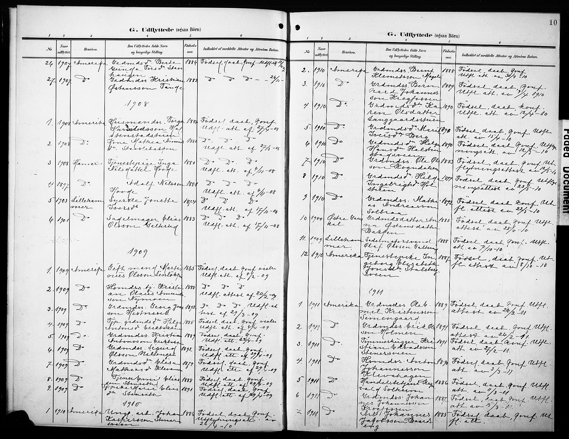 Øyer prestekontor, AV/SAH-PREST-084/H/Ha/Haa/L0010: Parish register (official) no. 10, 1906-1919, p. 10