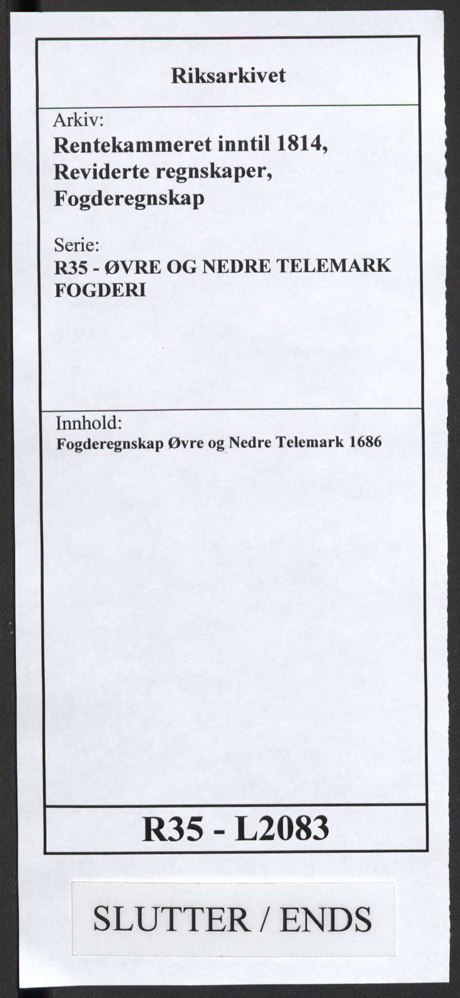 Rentekammeret inntil 1814, Reviderte regnskaper, Fogderegnskap, AV/RA-EA-4092/R35/L2083: Fogderegnskap Øvre og Nedre Telemark, 1686, p. 406