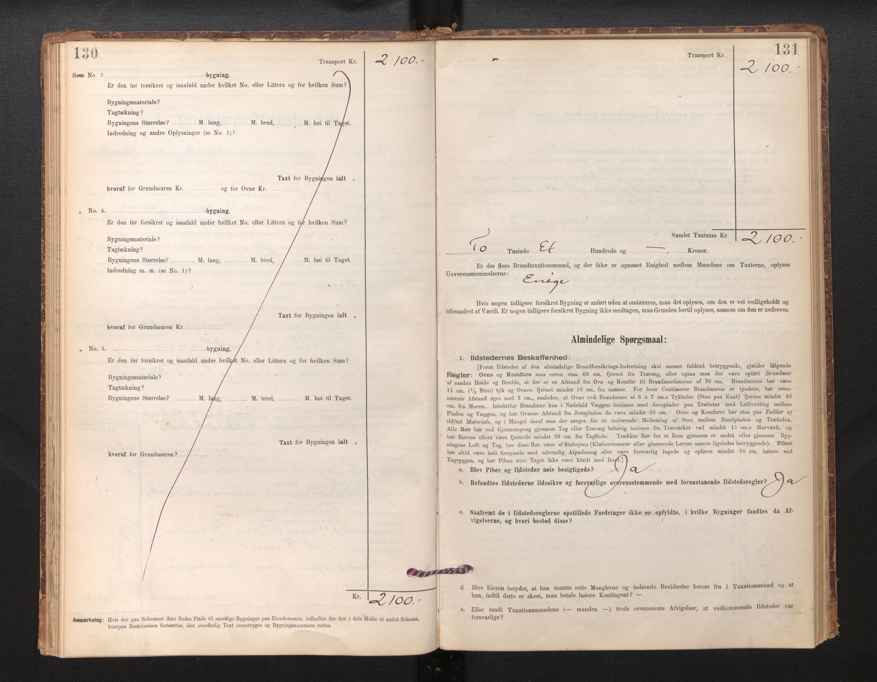 Lensmannen i Årdal, AV/SAB-A-30501/0012/L0008: Branntakstprotokoll, skjematakst, 1895-1915, p. 130-131