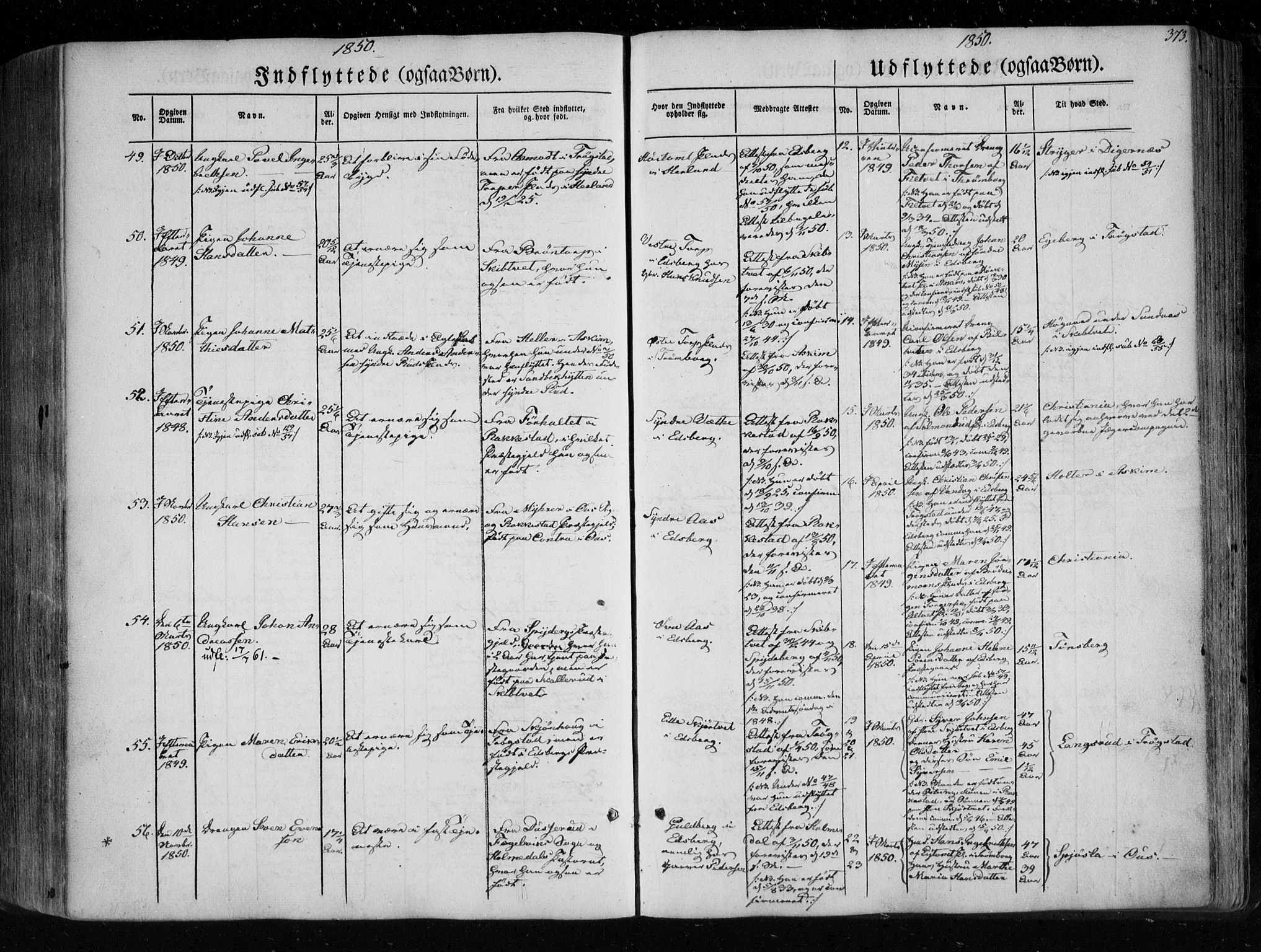 Eidsberg prestekontor Kirkebøker, AV/SAO-A-10905/F/Fa/L0009: Parish register (official) no. I 9, 1849-1856, p. 373