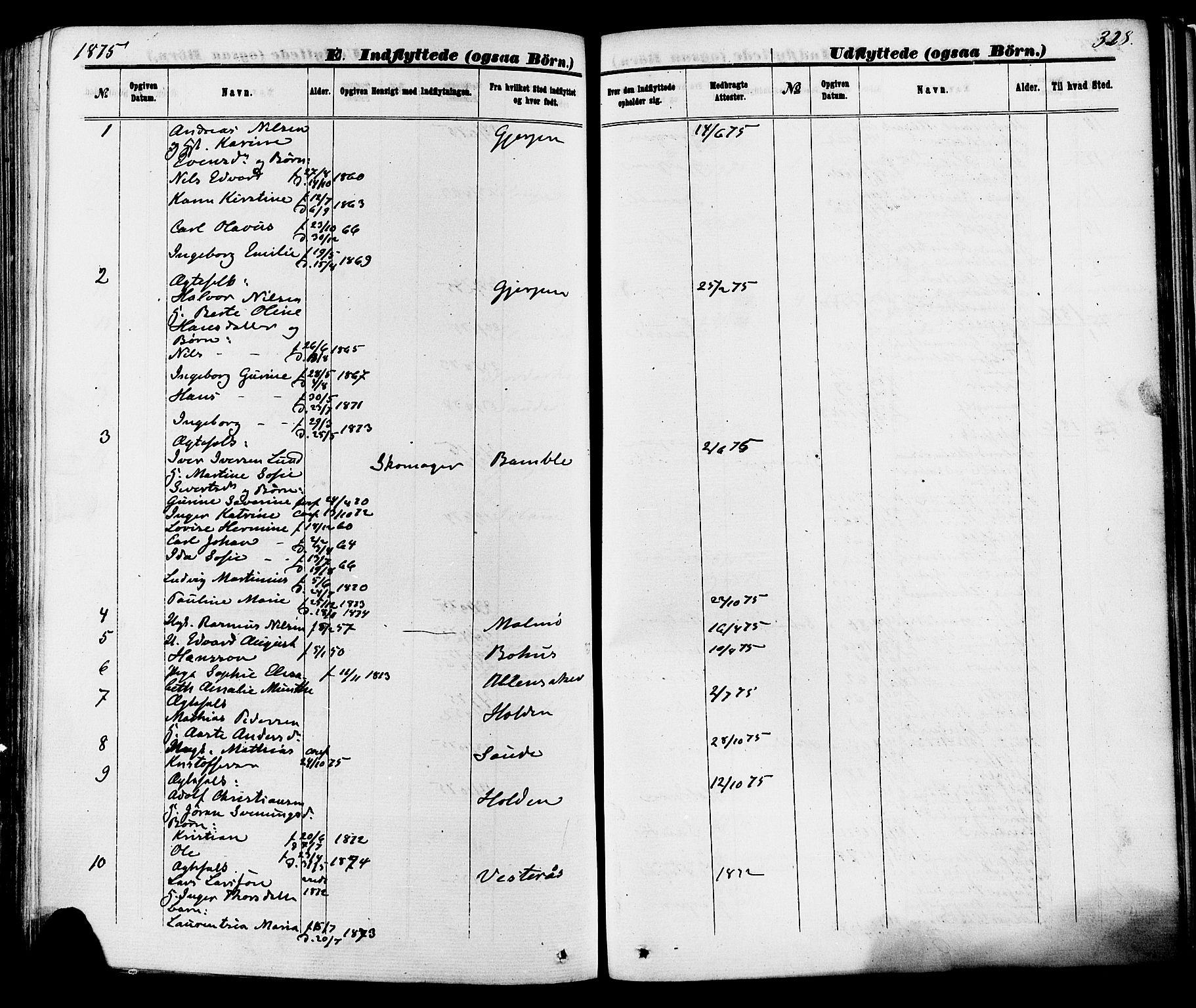 Skien kirkebøker, SAKO/A-302/F/Fa/L0008: Parish register (official) no. 8, 1866-1877, p. 328