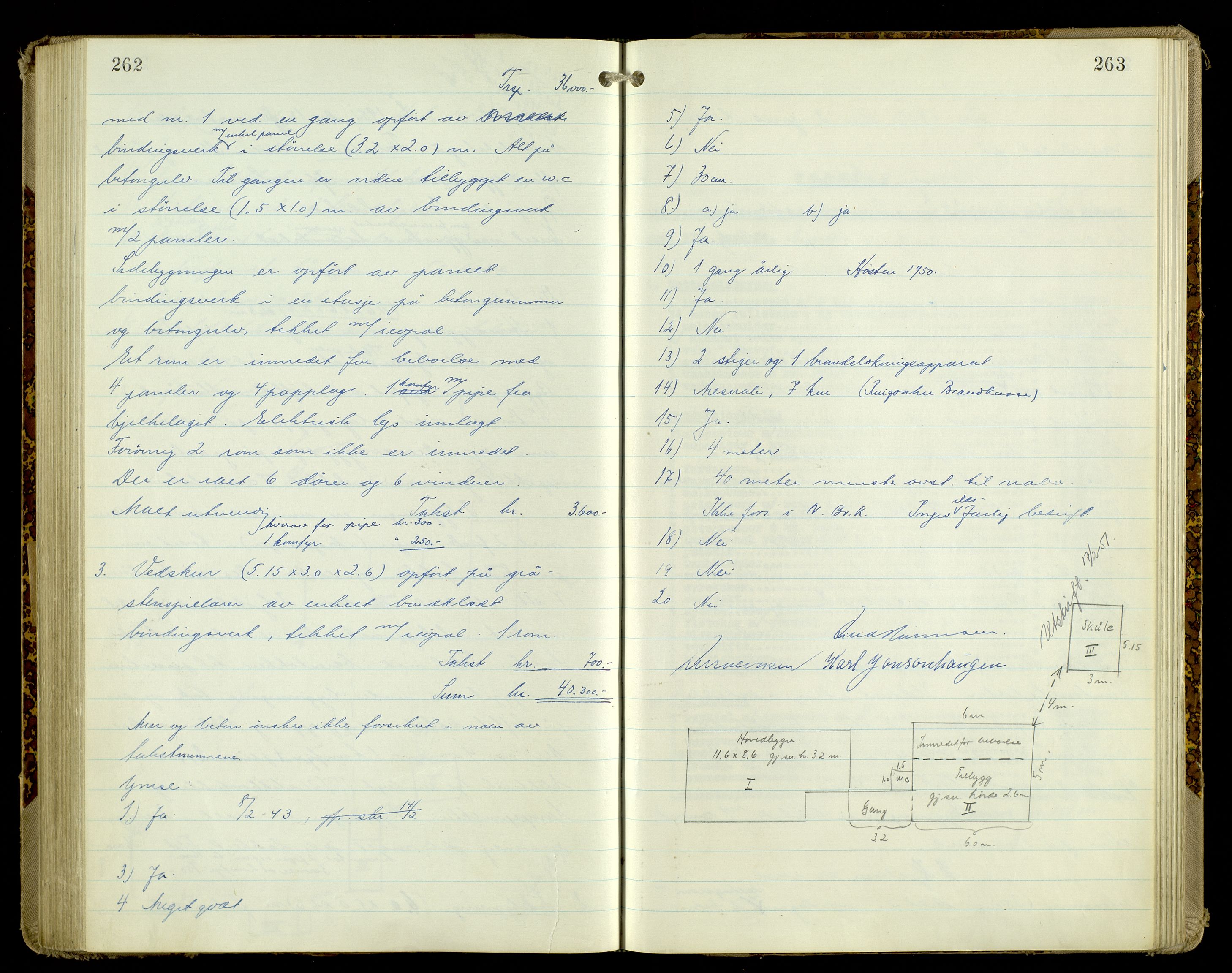 Norges Brannkasse, Ringsaker, AV/SAH-NBRANR-003/F/L0006: Branntakstprotokoll, 1943-1953, p. 262-263