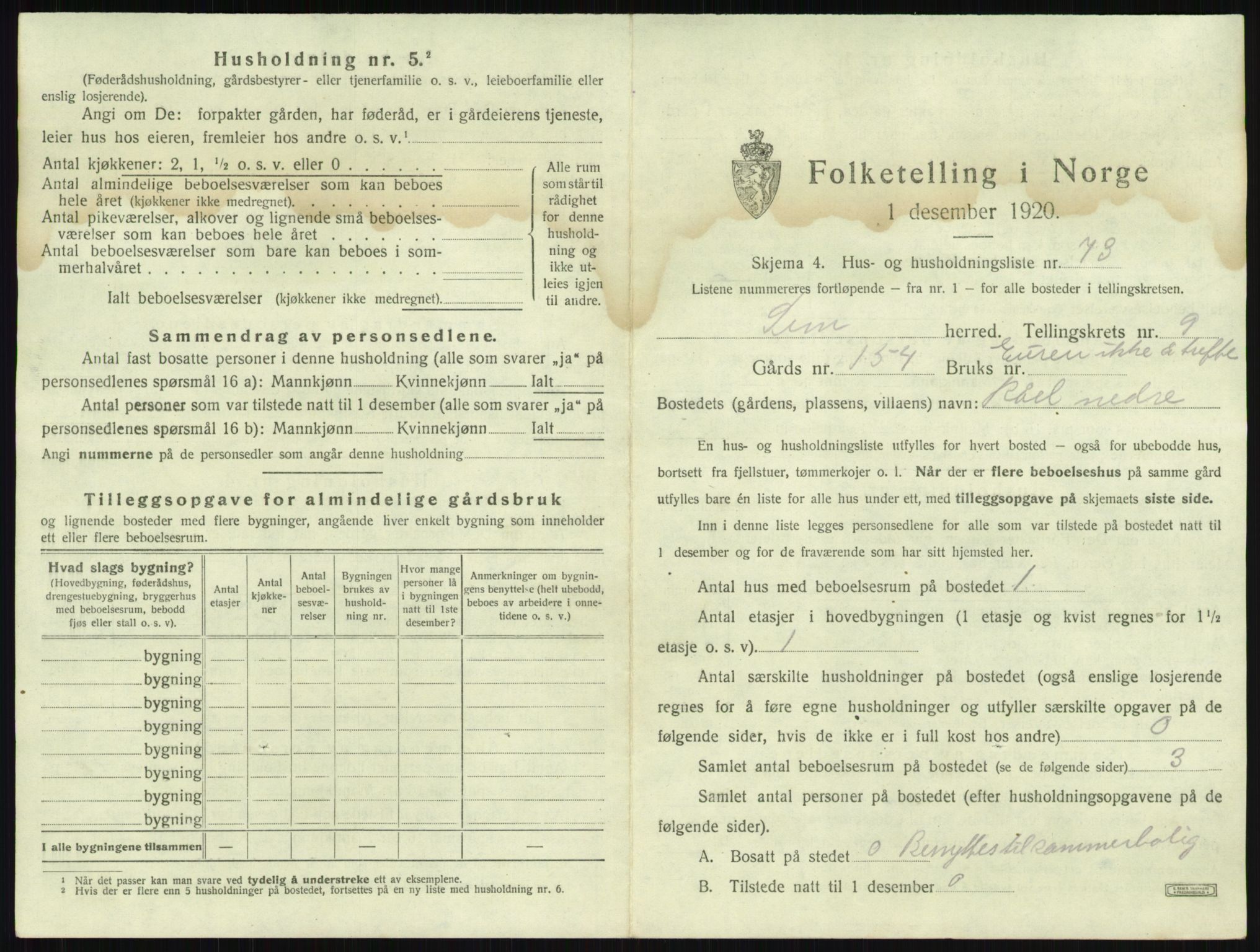 SAKO, 1920 census for Sem, 1920, p. 2100